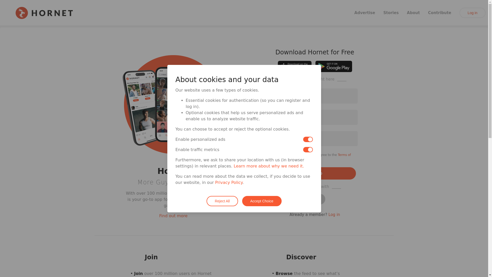 website screenshot of https://hornet.com/