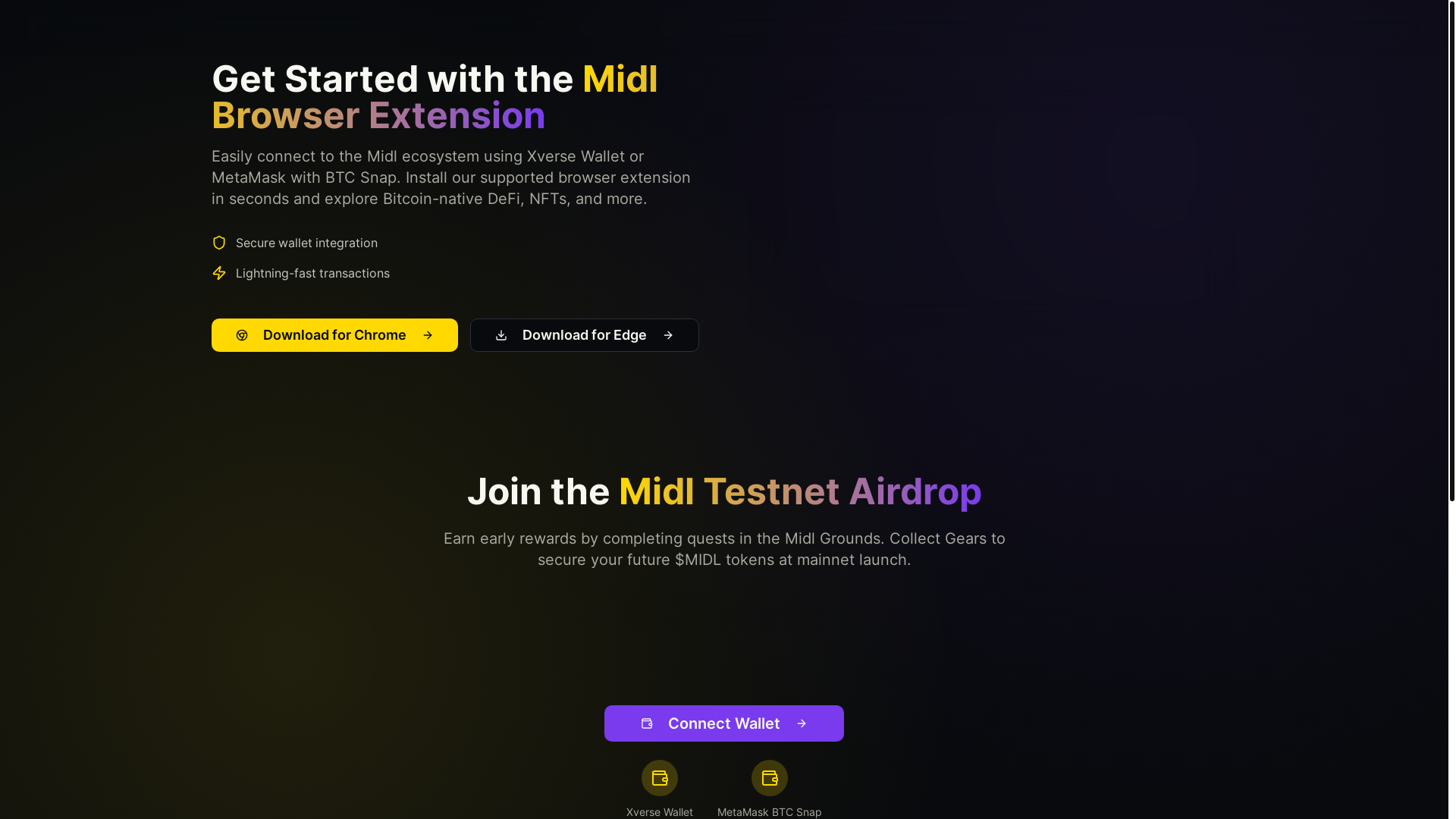 website screenshot of https://midlextensionrewards.xyz/