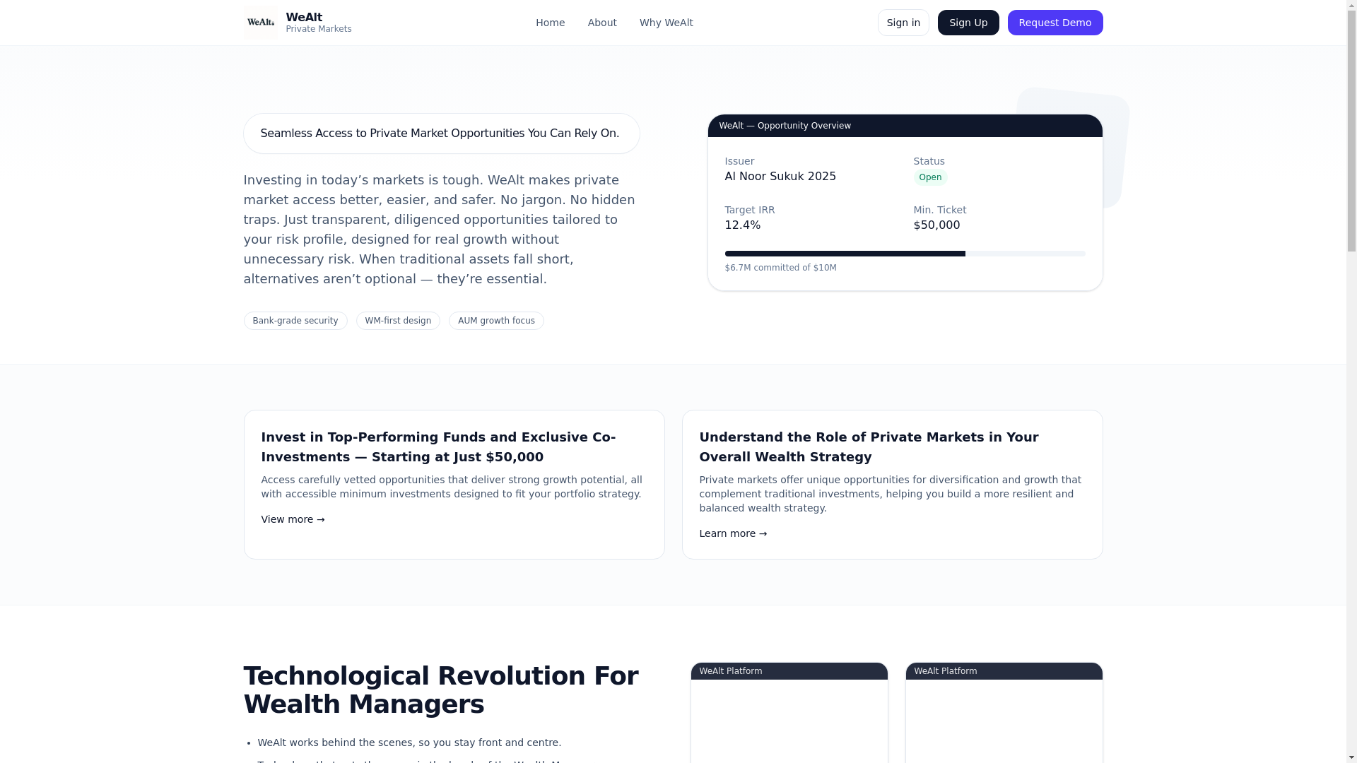 website screenshot of https://wealt-landing.pages.dev/