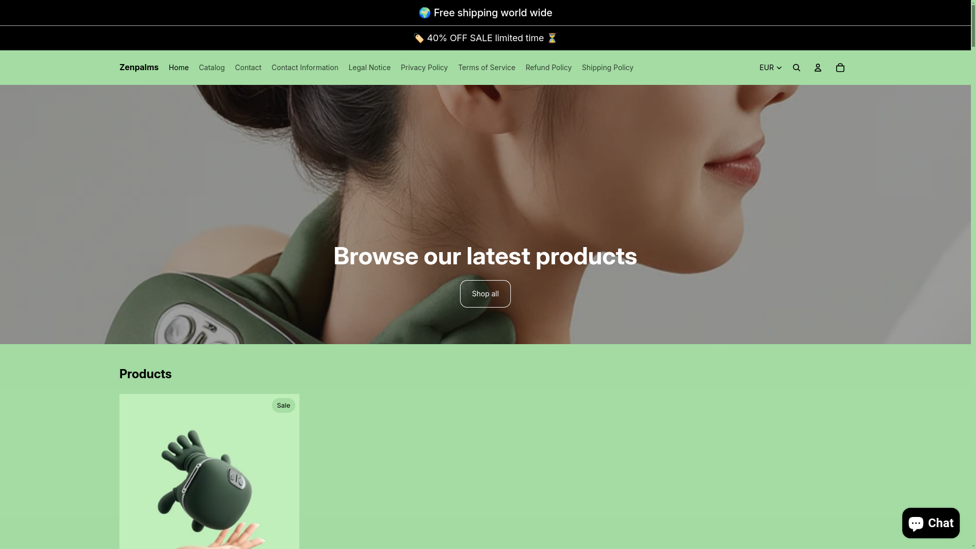 website screenshot of https://palmszen.com/