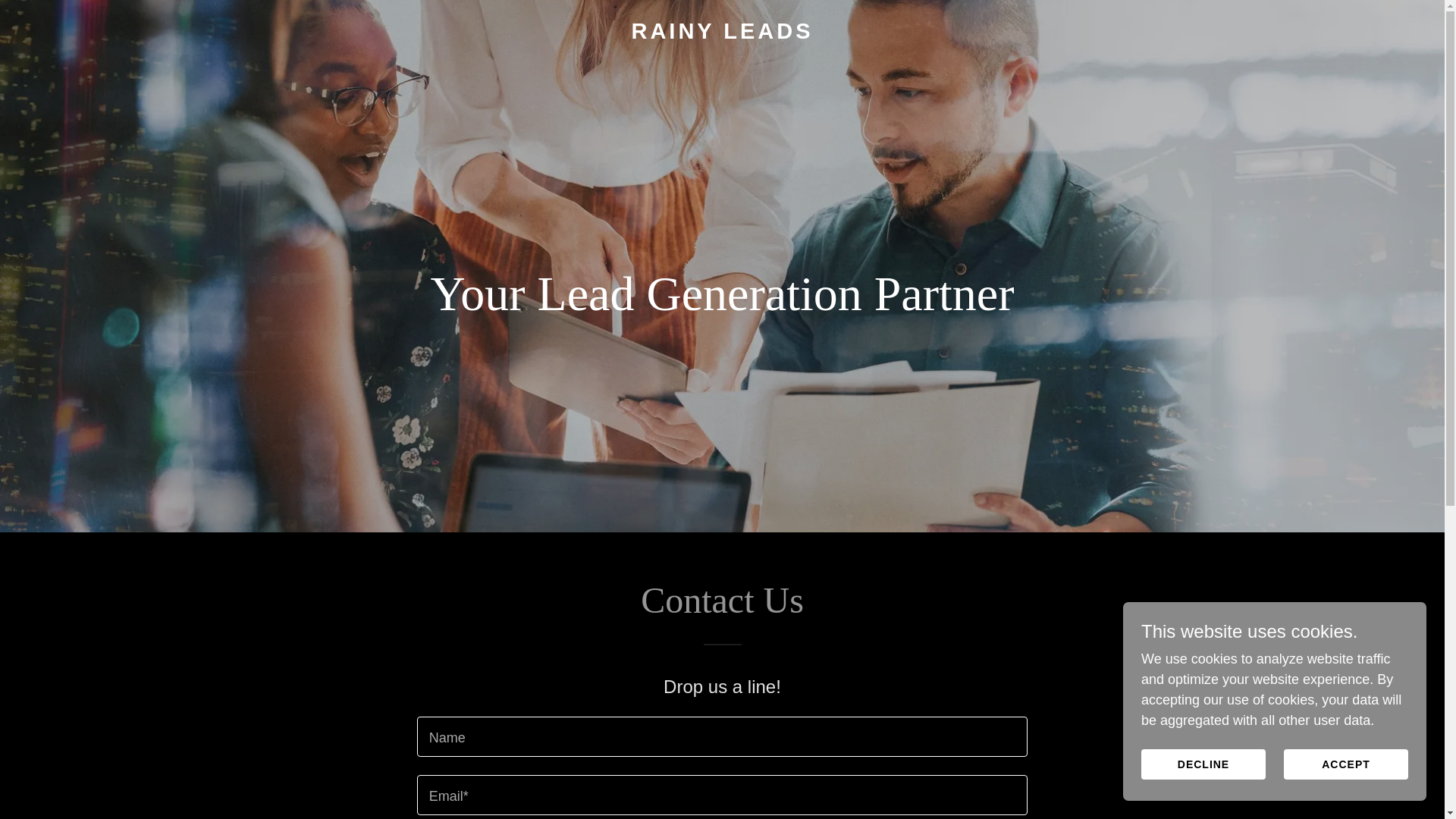 website screenshot of https://rainyleads.com/