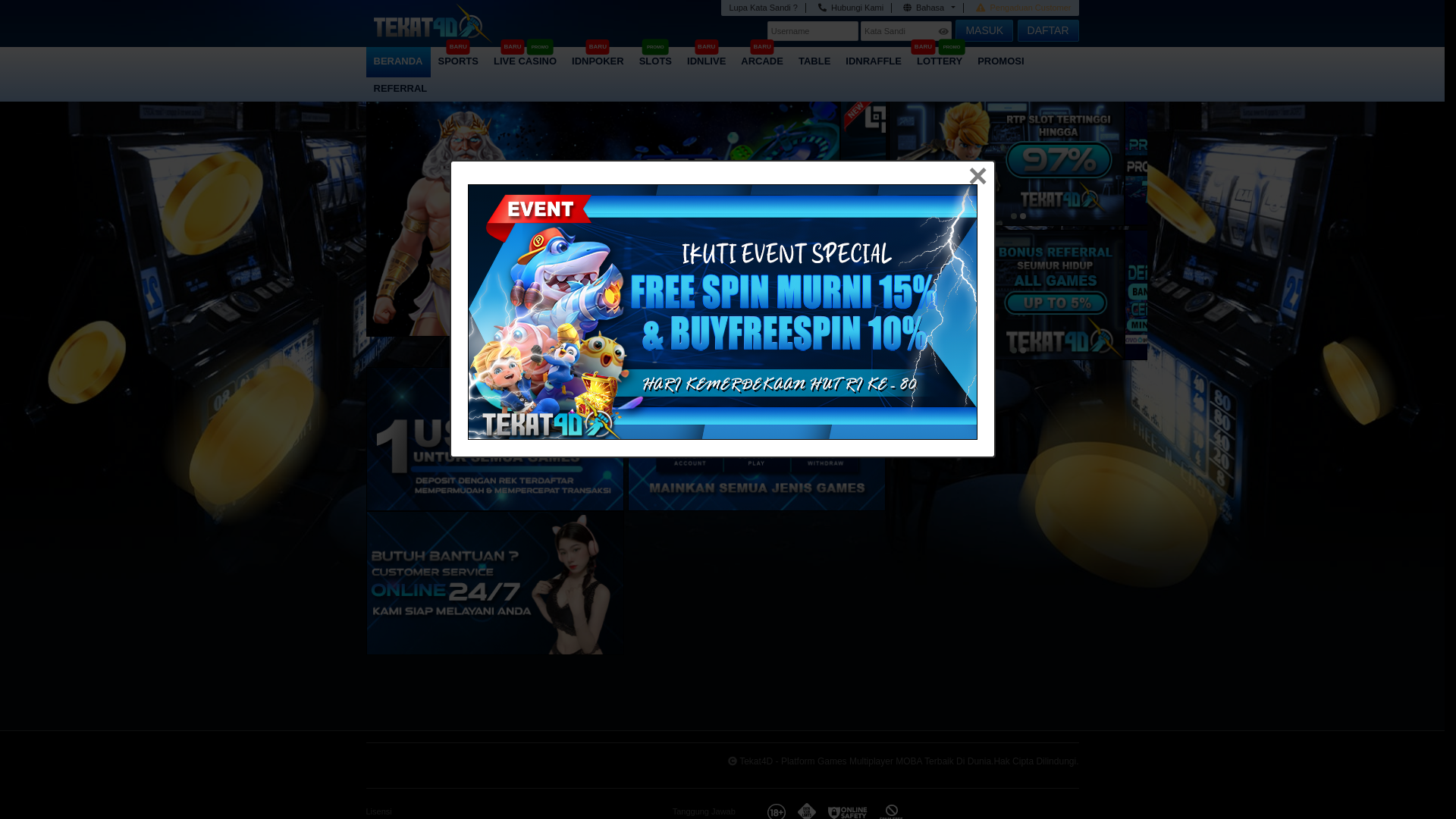 website screenshot of https://tekatku.store/