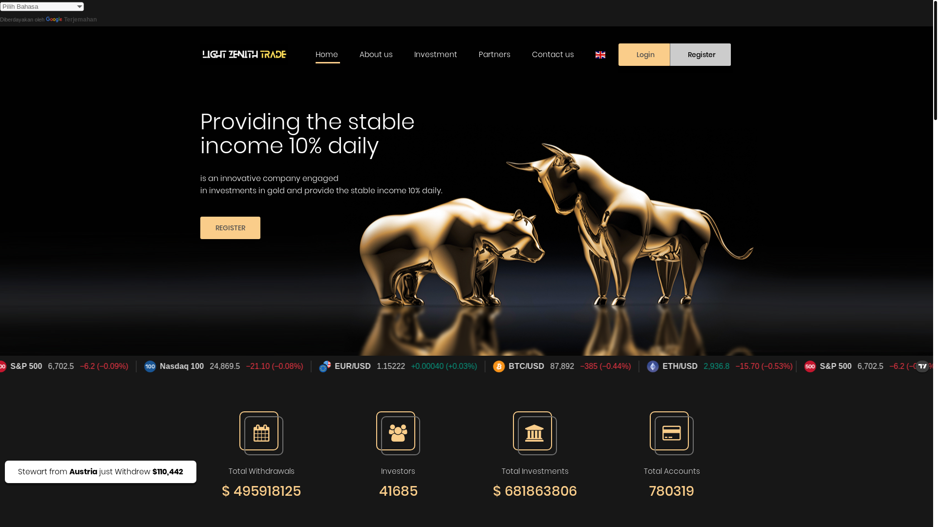 website screenshot of https://lightzeneithtrade.pro/