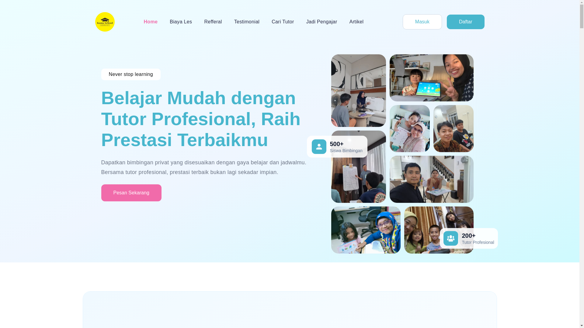 website screenshot of https://kamaschool.id/