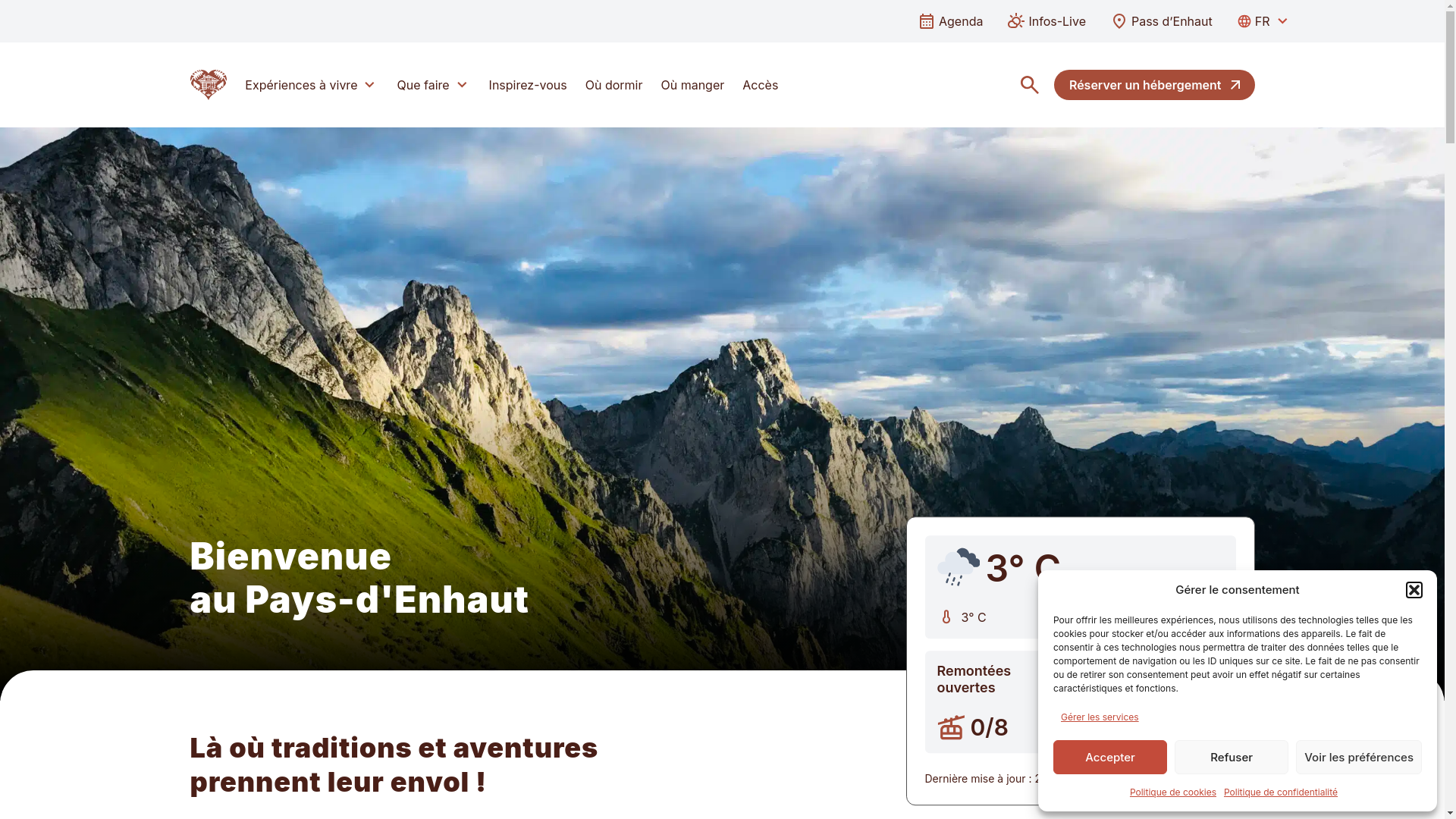 website screenshot of https://pays-denhautregion.ch/