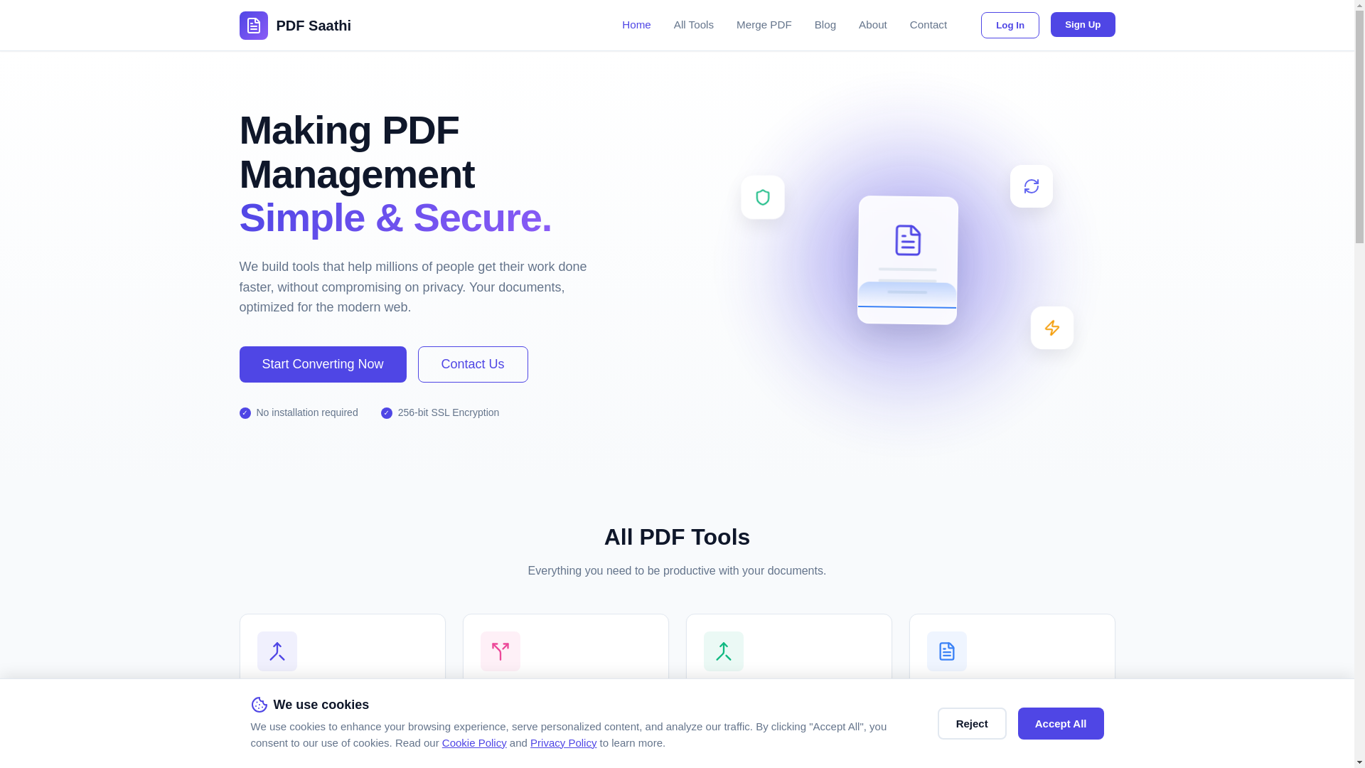 website screenshot of https://pdfsaathi.in/