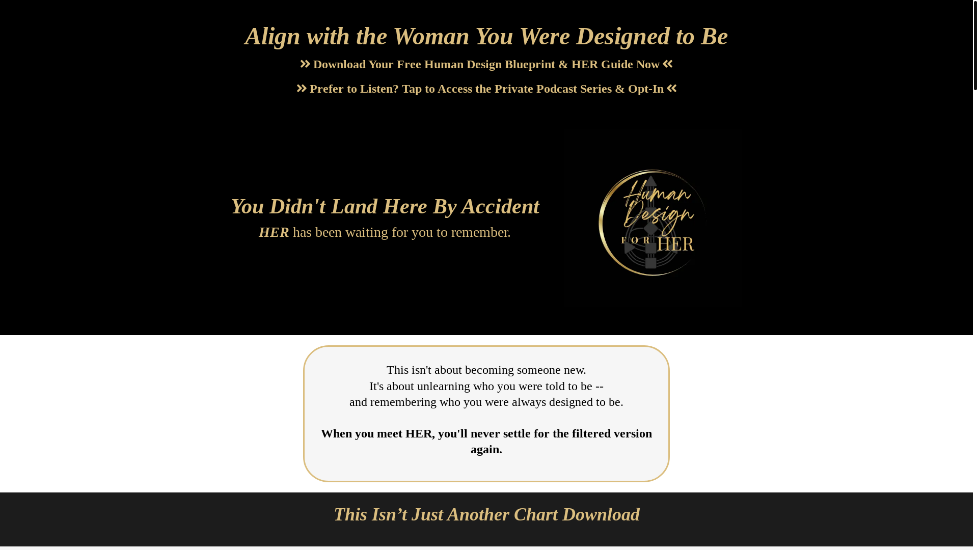 website screenshot of https://humandesignforher.com/