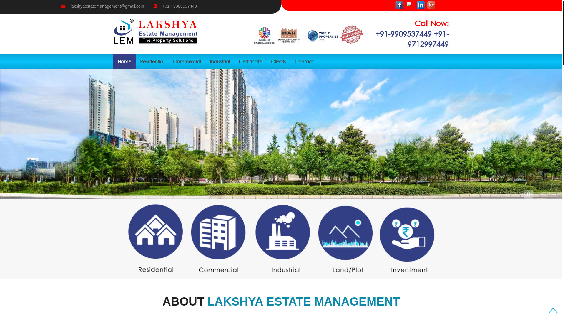 website screenshot of https://lakshyaestatemanagement.in/