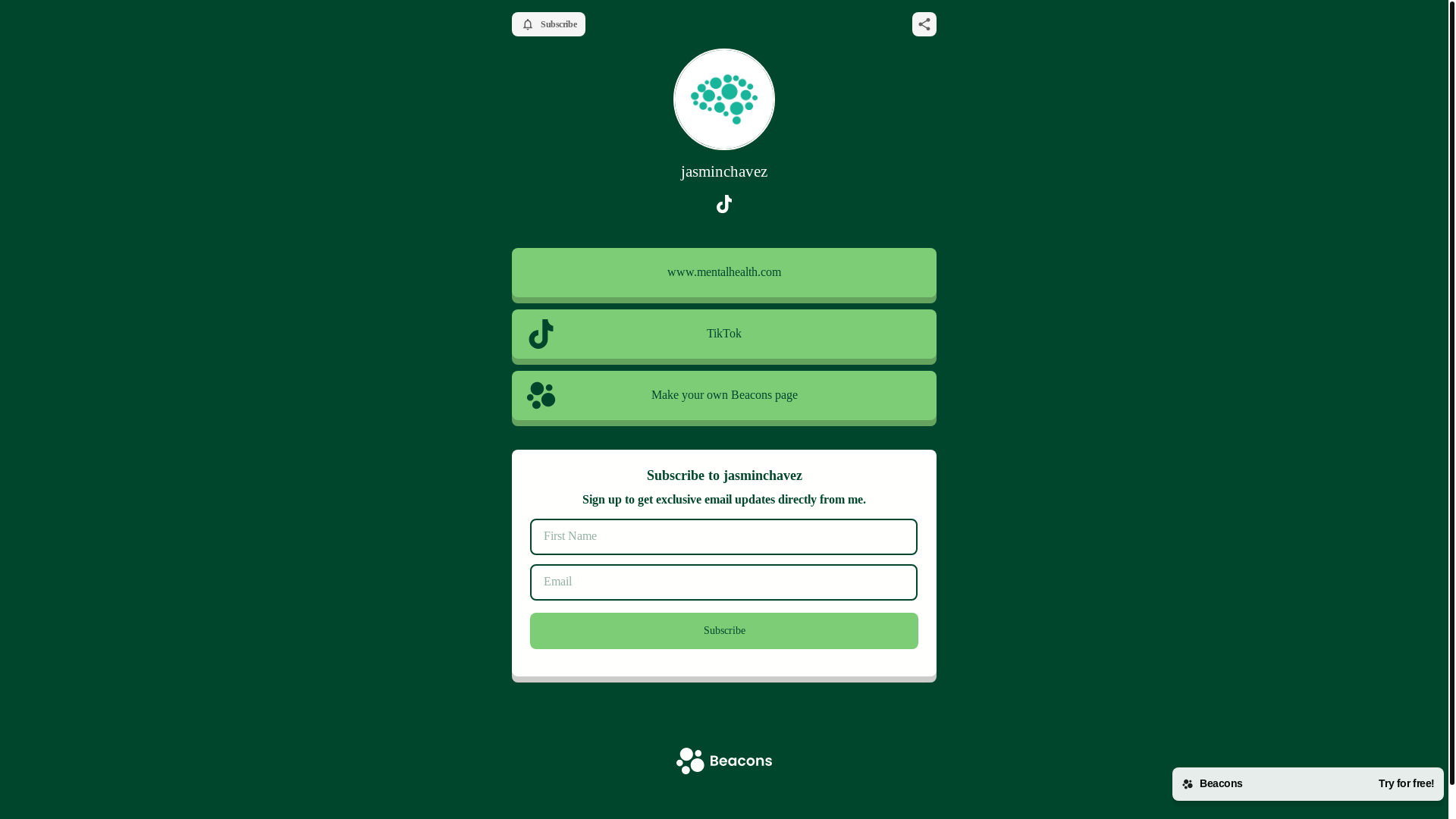 website screenshot of https://jasminchavez.store/