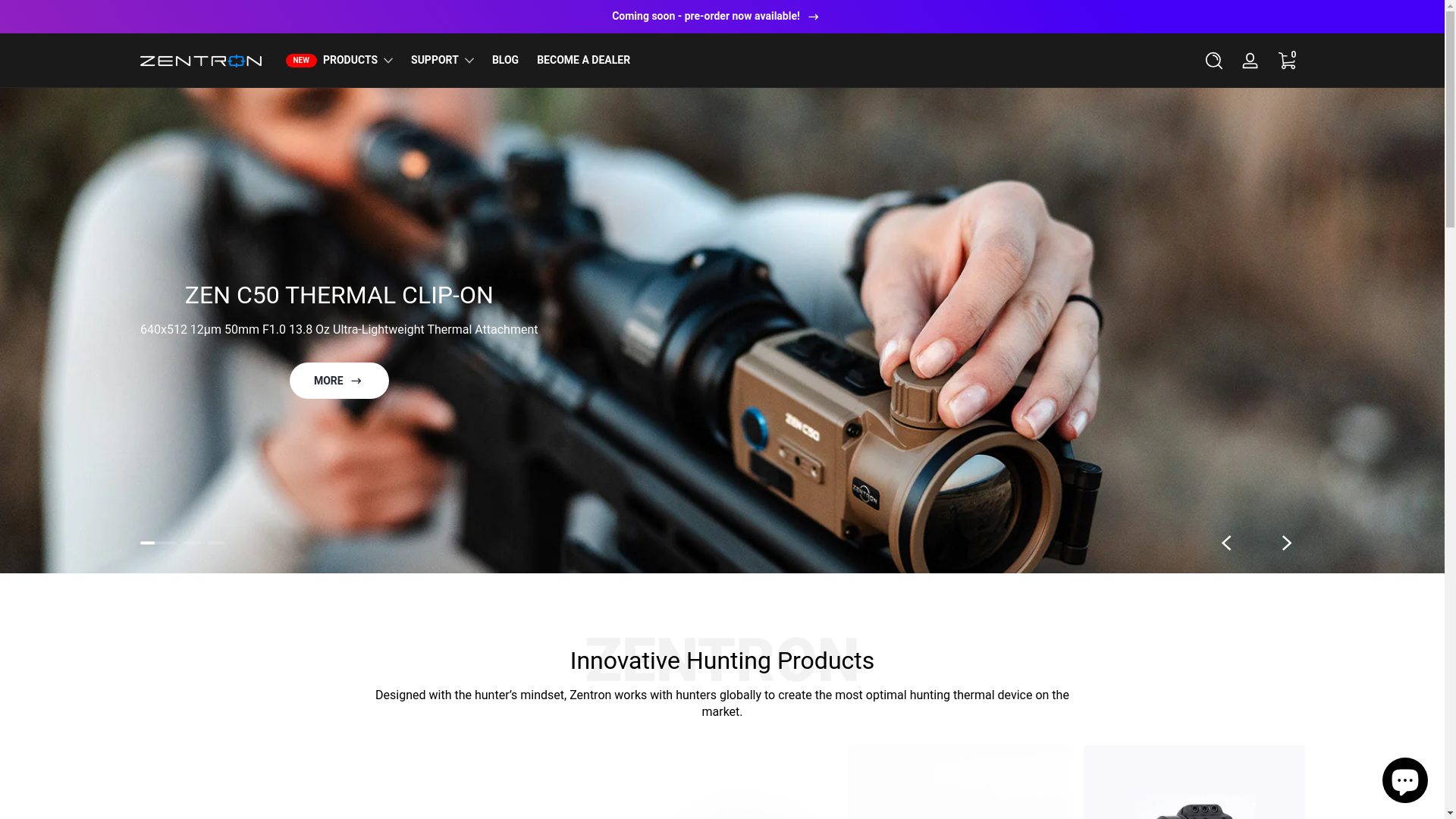 website screenshot of https://zentronoptics.com/