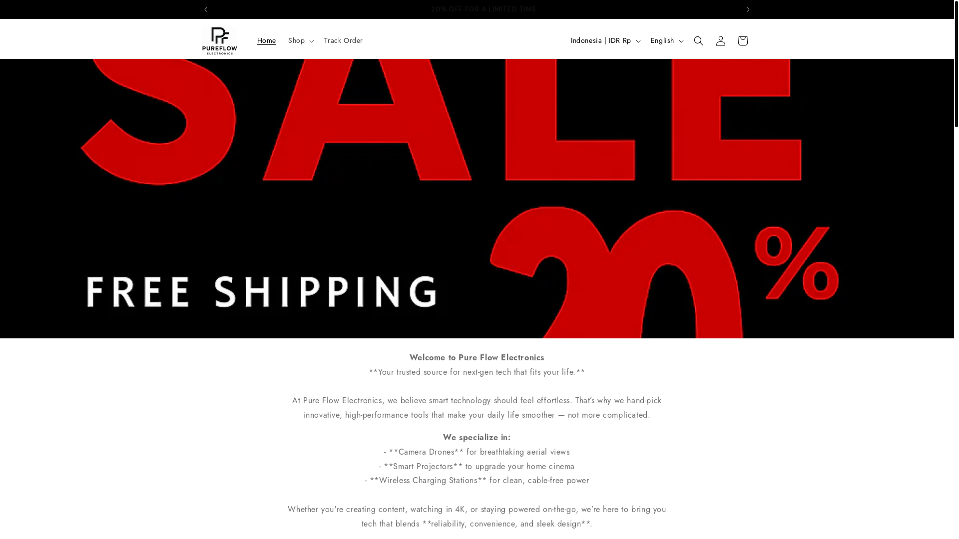 website screenshot of https://pureflowelectronics.com/