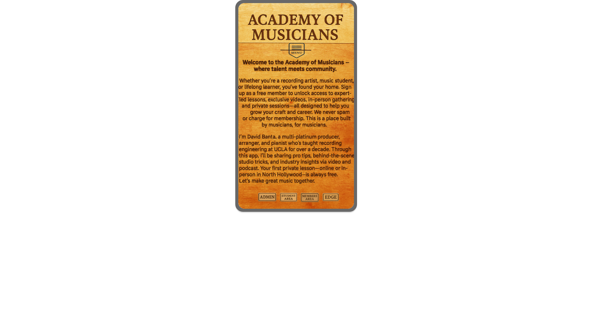 website screenshot of https://academyofmusicians.online/
