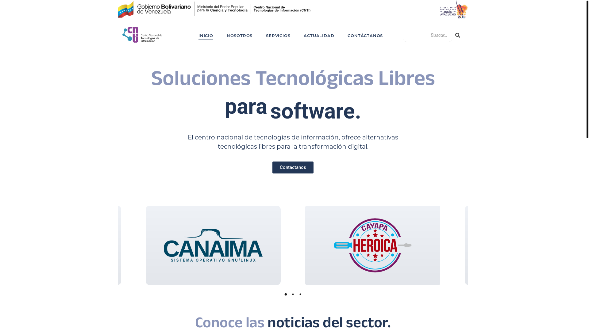 website screenshot of https://cnti.gob.ve