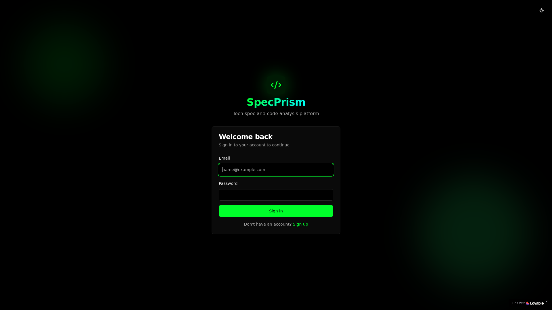 website screenshot of https://specprism.com/