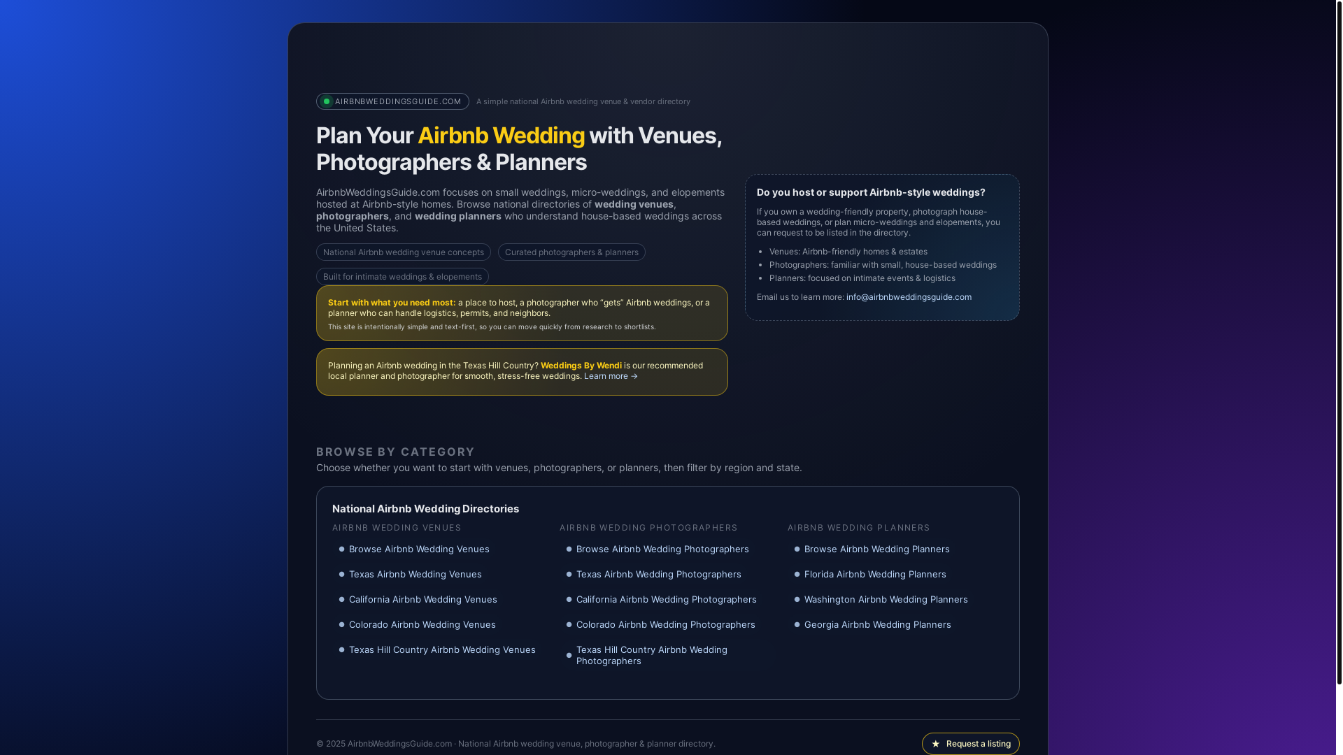 website screenshot of https://airbnbweddingsguide-y3ywx.kinsta.page