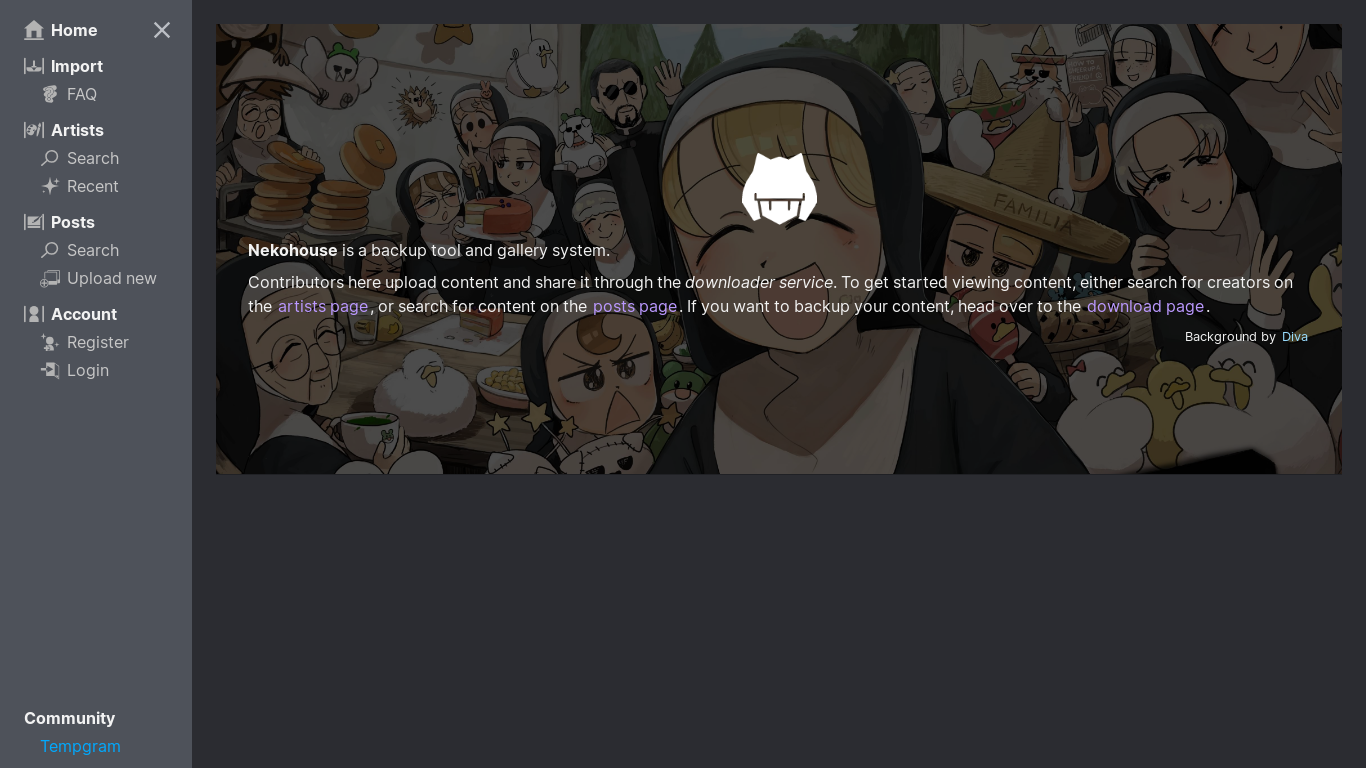 website screenshot of https://nekohouse.su/