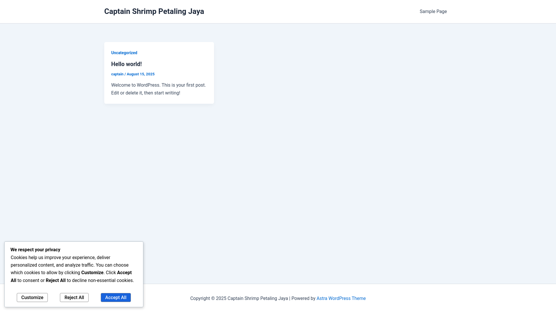 website screenshot of https://captainshrimp.my/