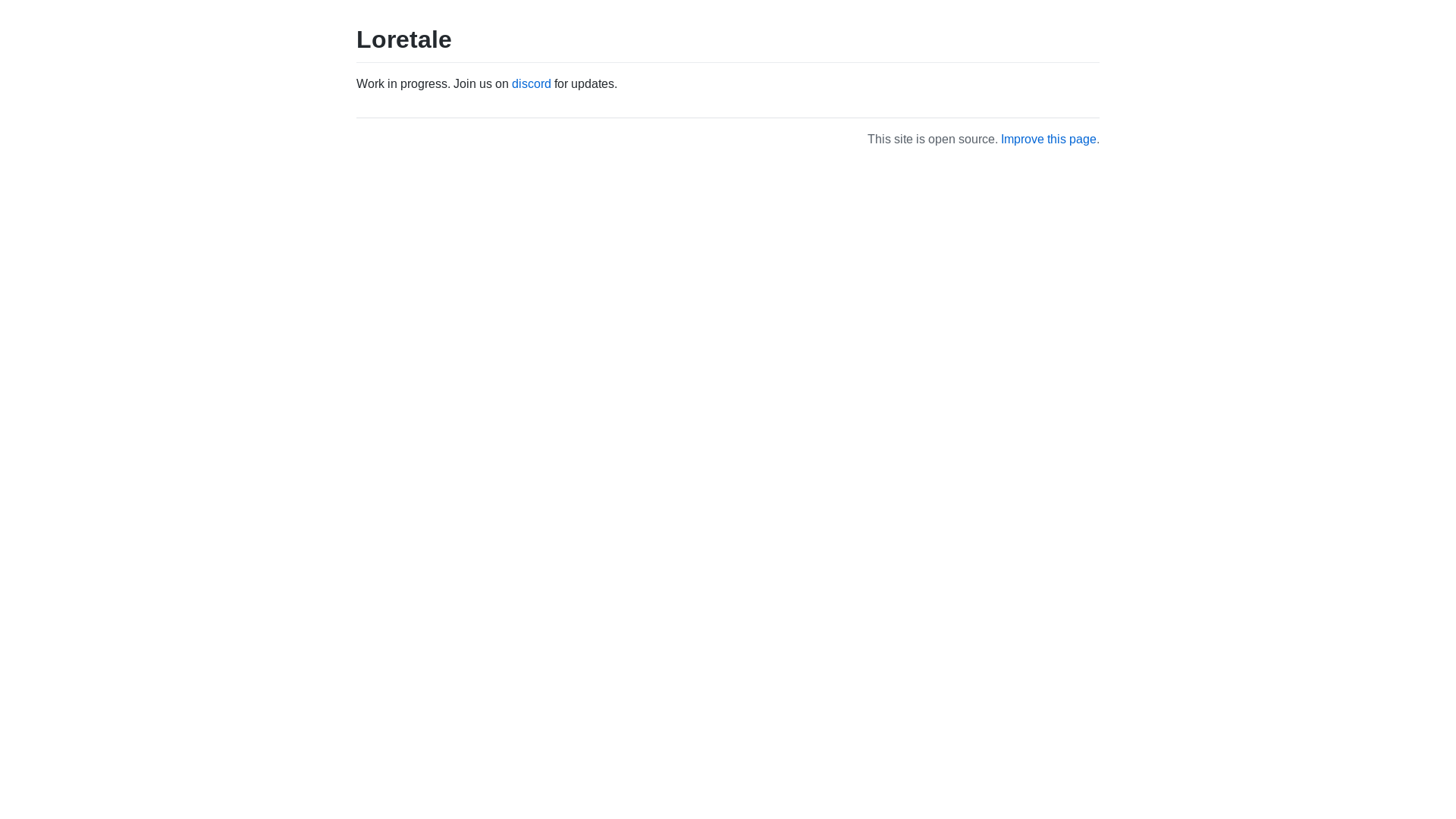 website screenshot of https://loretale.net/