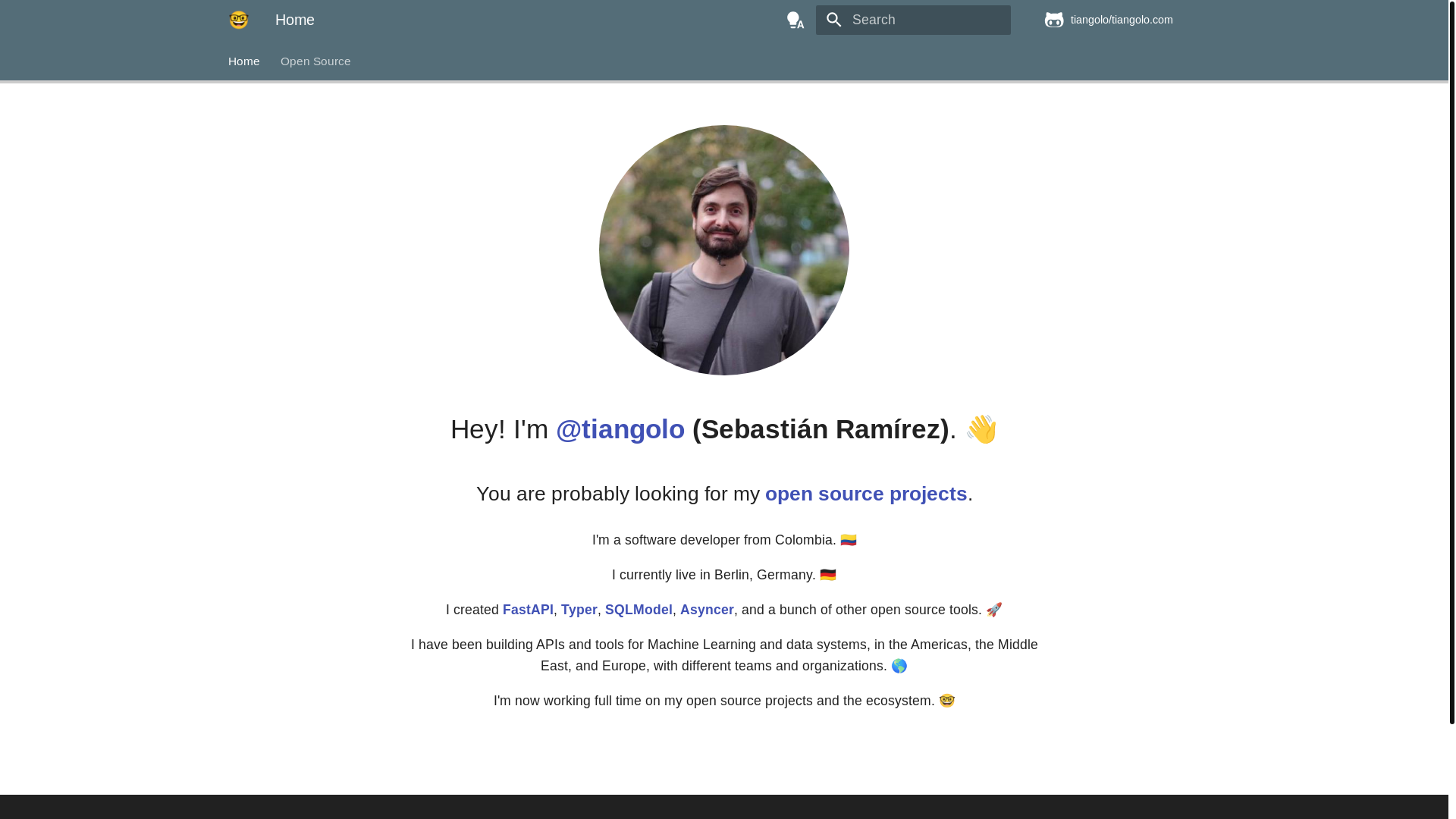 website screenshot of https://tiangolo.pages.dev/
