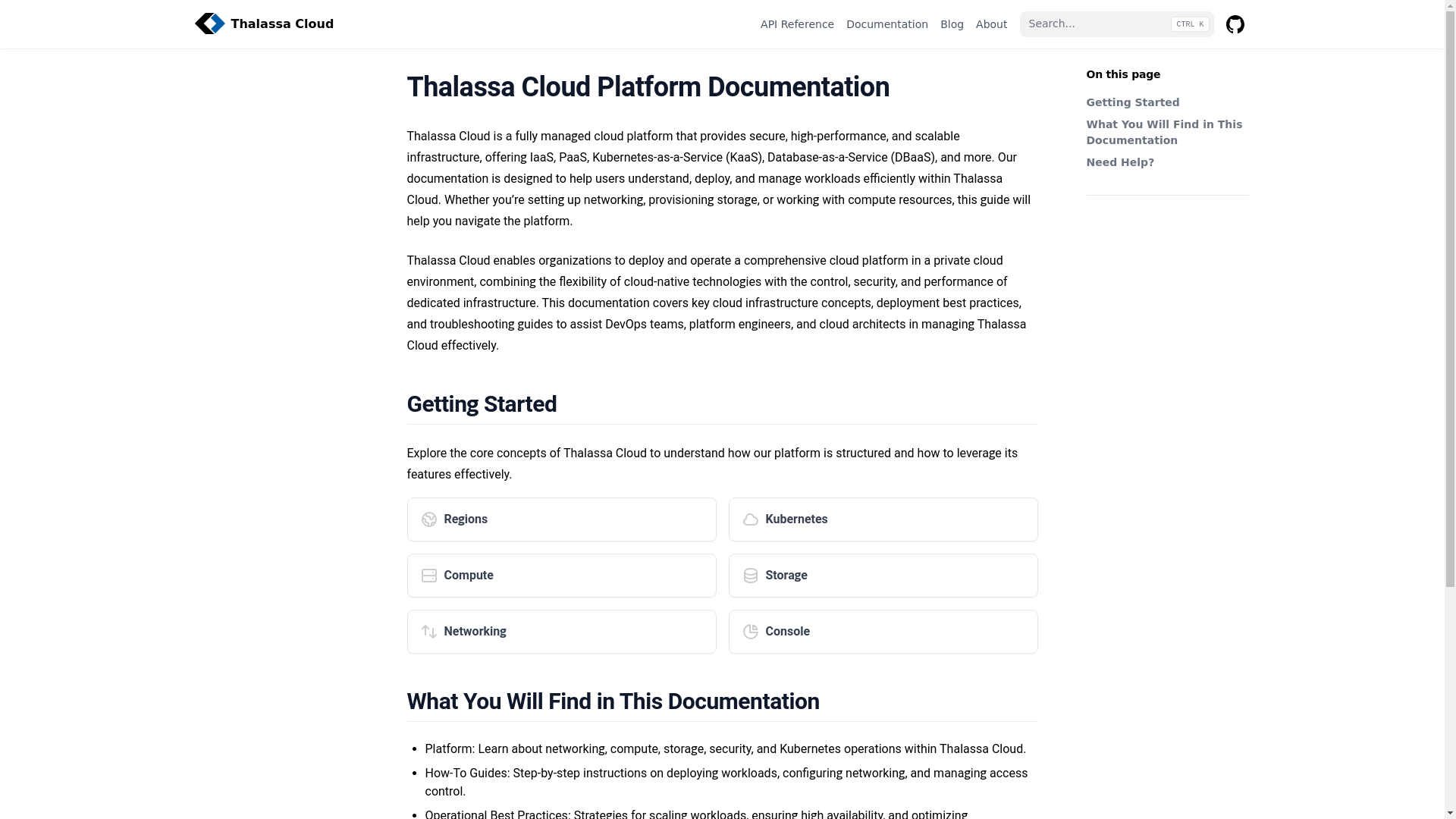 website screenshot of https://docs-thalassa-cloud.pages.dev/
