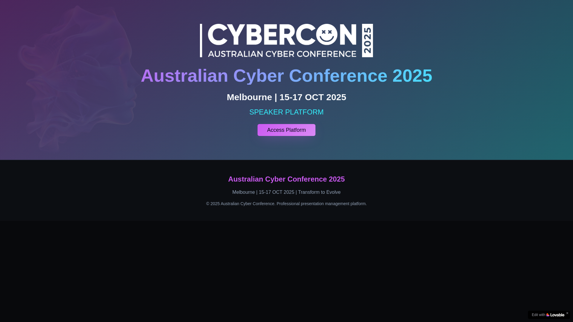 website screenshot of https://cyberconspeakers.com.au/