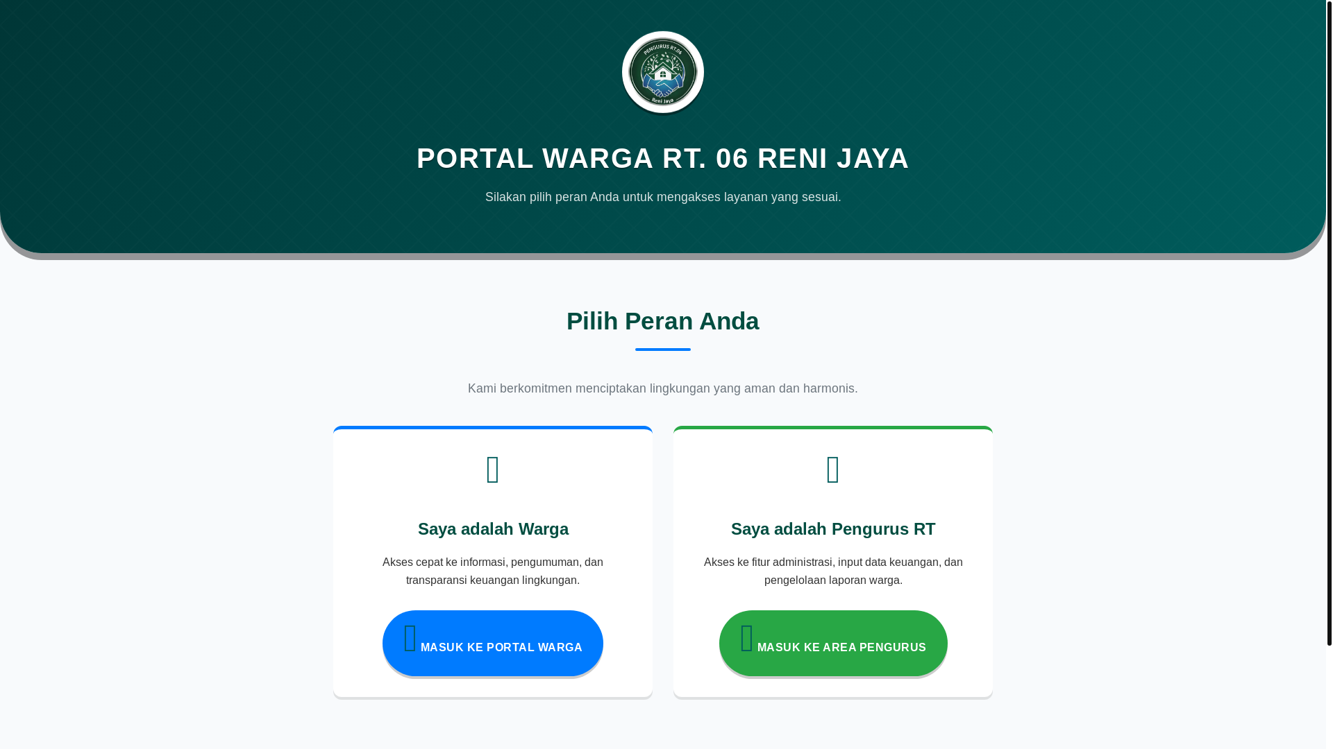 website screenshot of https://rt06renijaya.site/