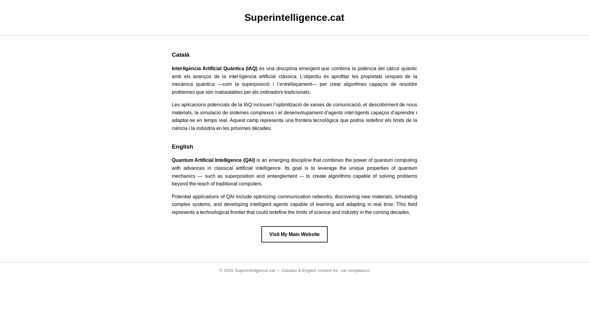 website screenshot of https://superintelligence.cat/