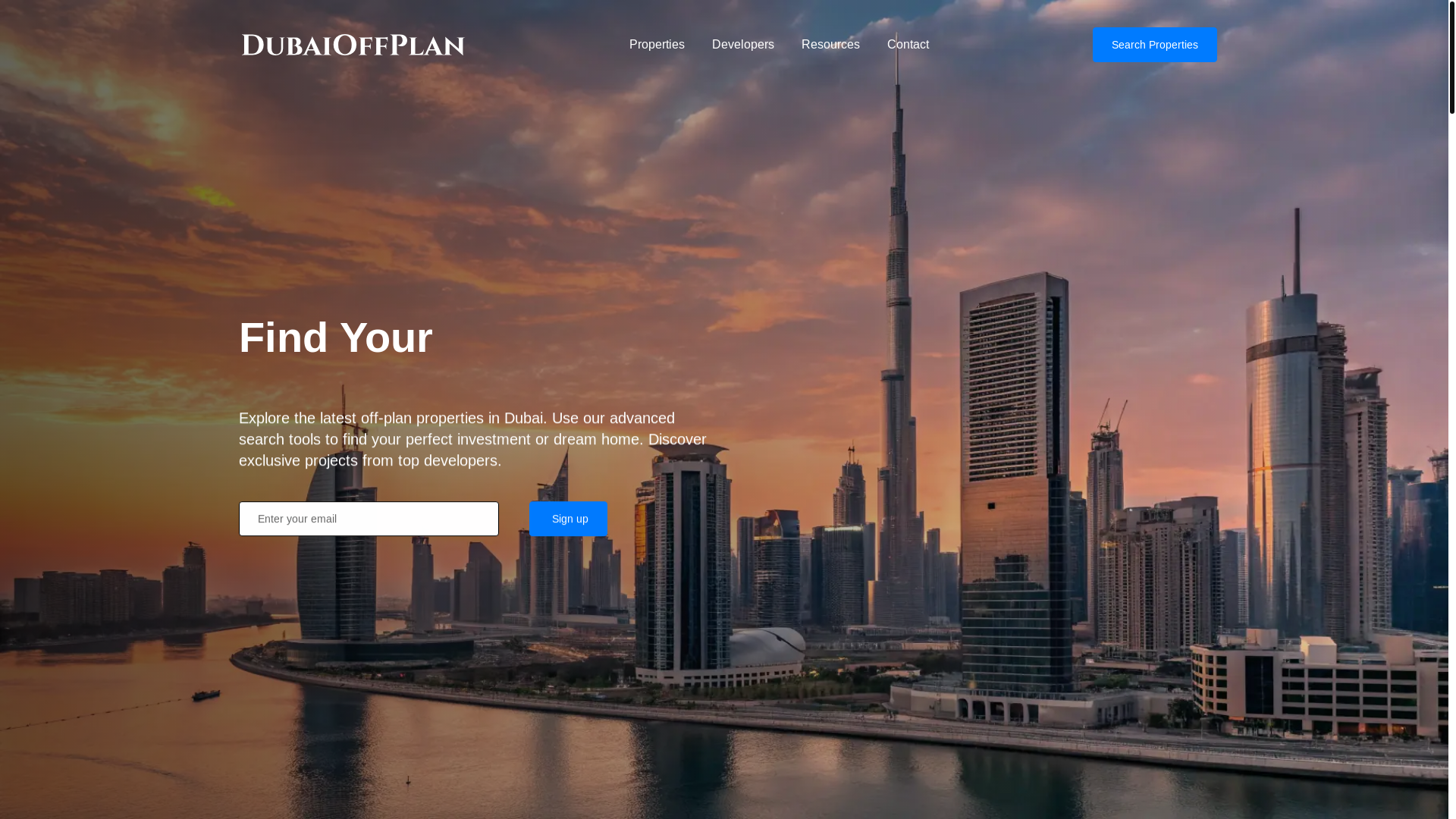 website screenshot of https://dubaioffplanproperties.io/