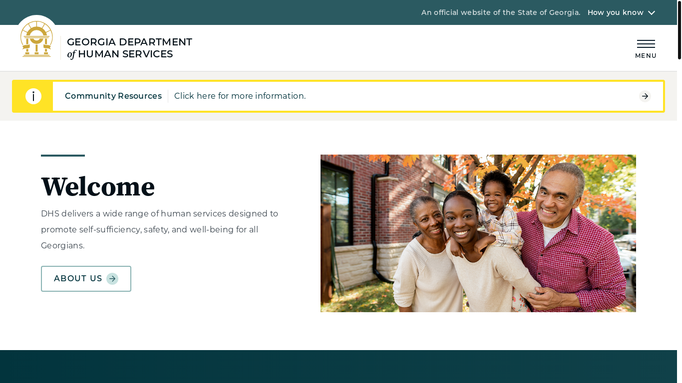 website screenshot of https://dhs.ga.gov/