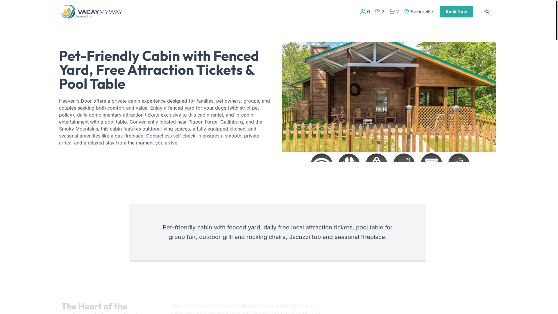 website screenshot of https://serenitysmoky.vacations/