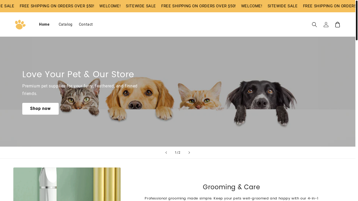 website screenshot of https://ourpetsluvus.store/