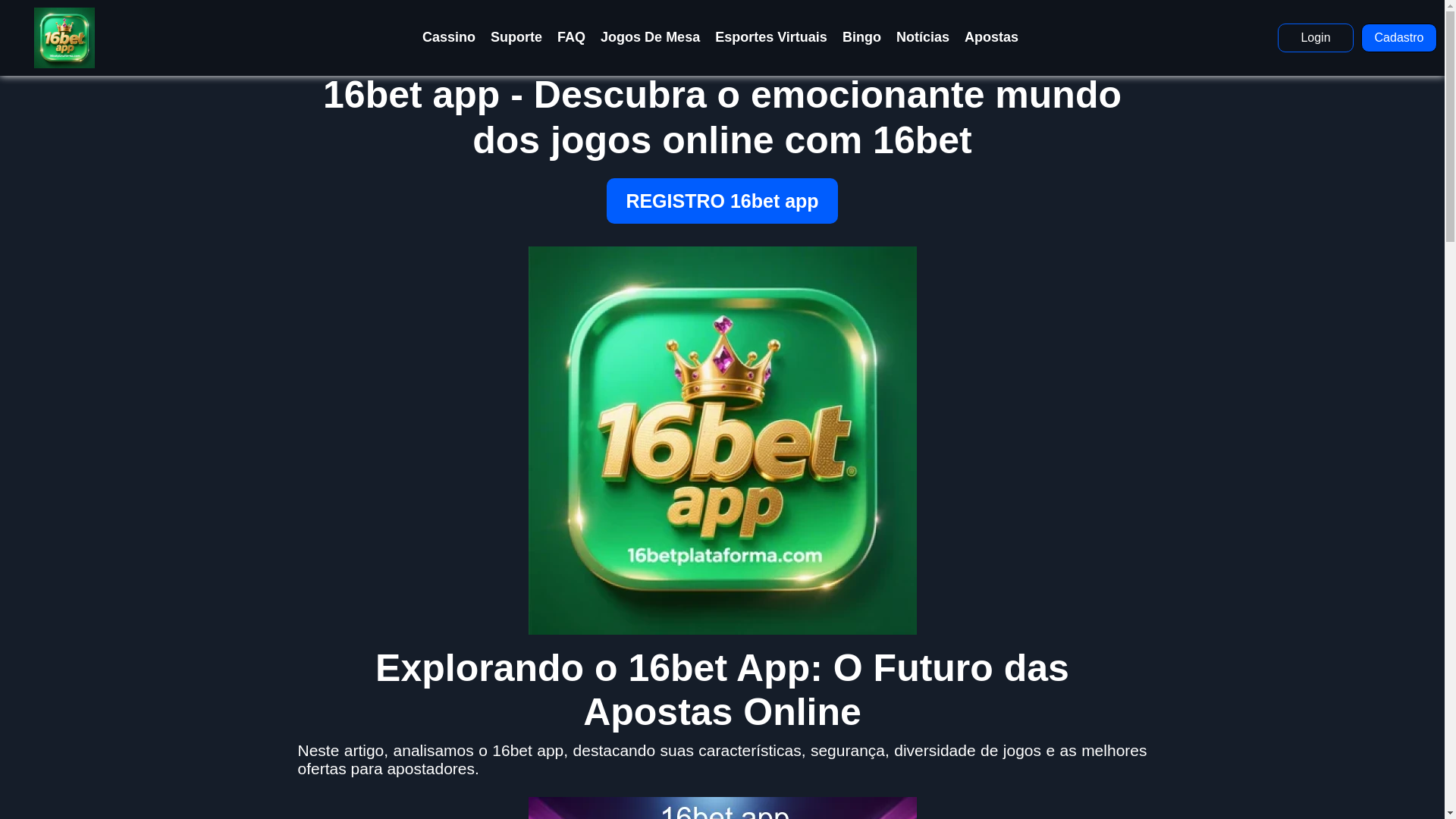 website screenshot of https://16betplataforma.com/