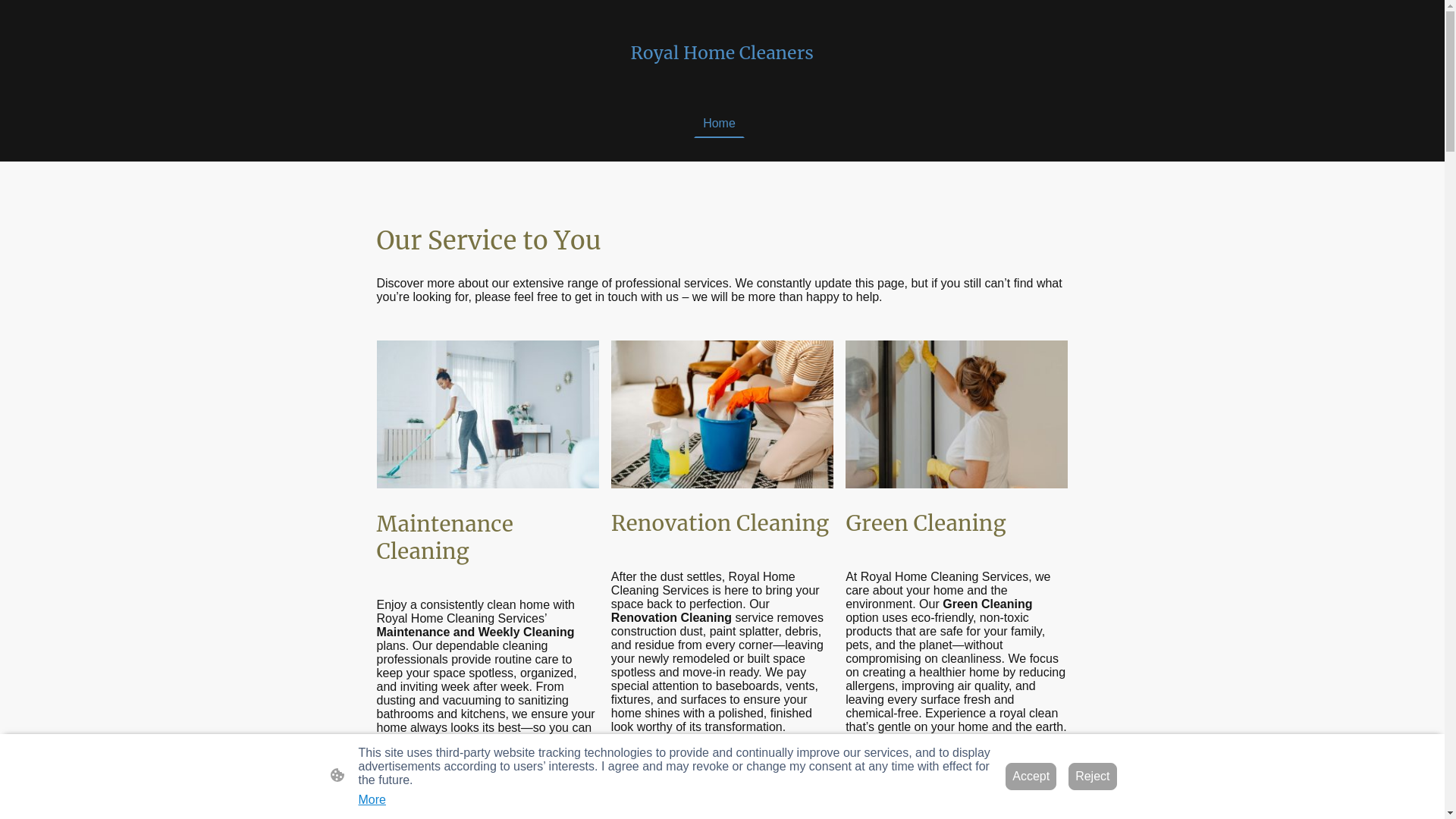 website screenshot of https://royalhomecleaner.com/