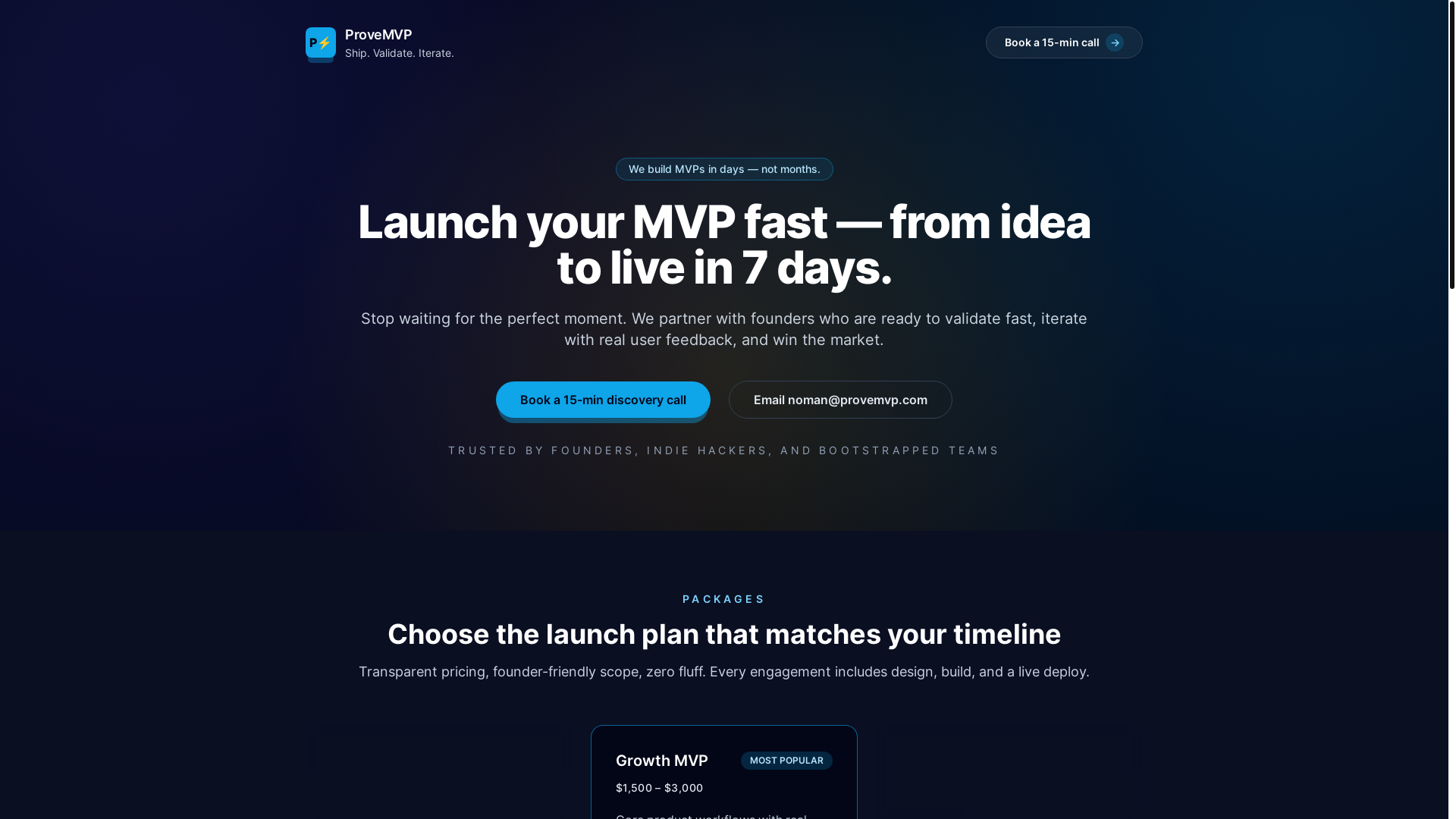 website screenshot of https://provemvp.com/