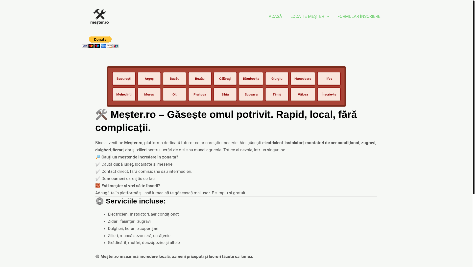 website screenshot of https://xn--meseriai-n9c.ro/