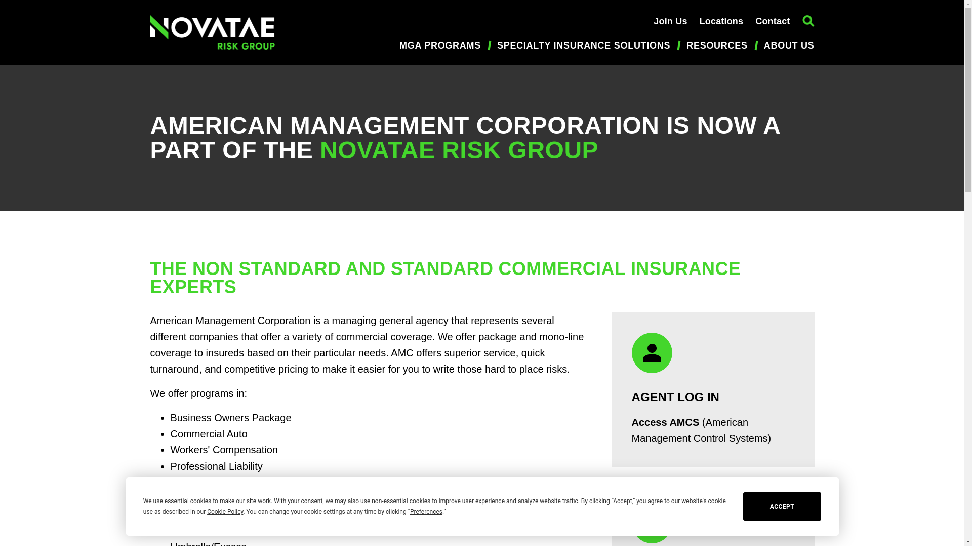 website screenshot of https://www.amcinsurance.com/