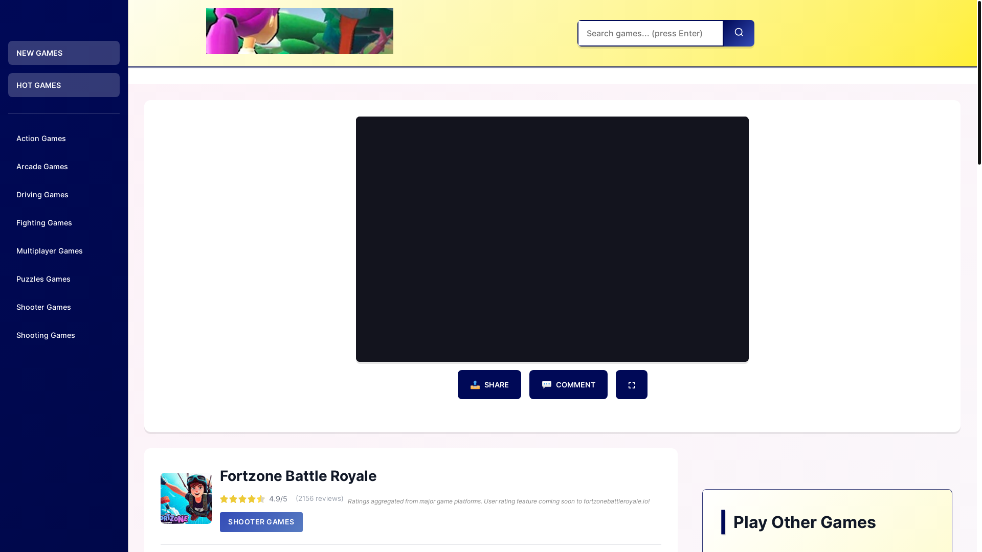 website screenshot of https://fortzonebattleroyale.pages.dev/