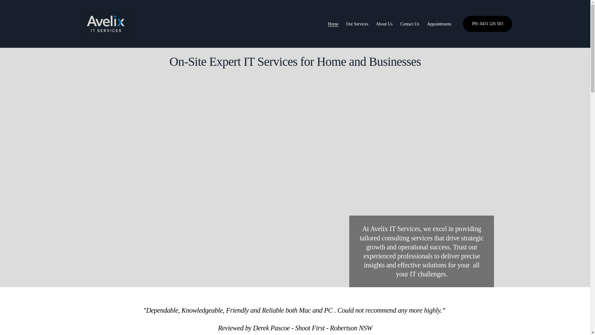 website screenshot of https://avelix.com.au/
