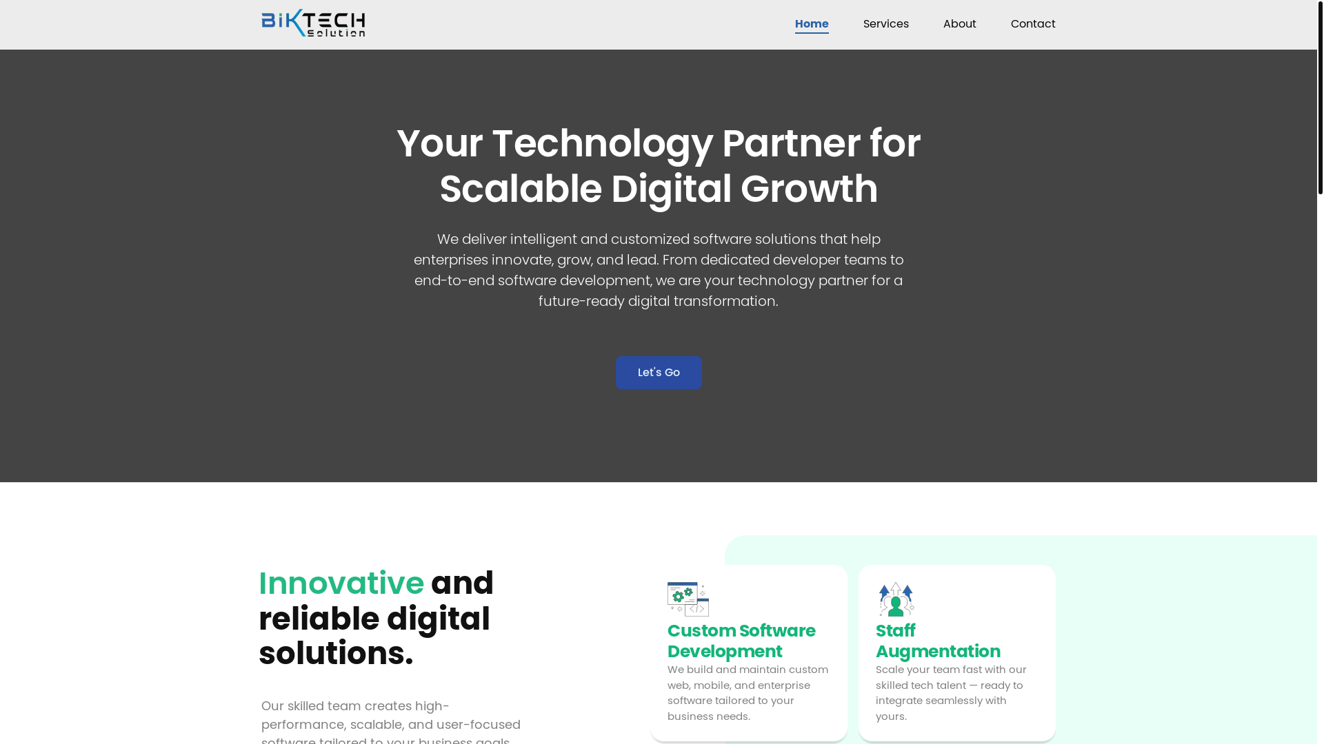 website screenshot of https://biktechsolution.com/