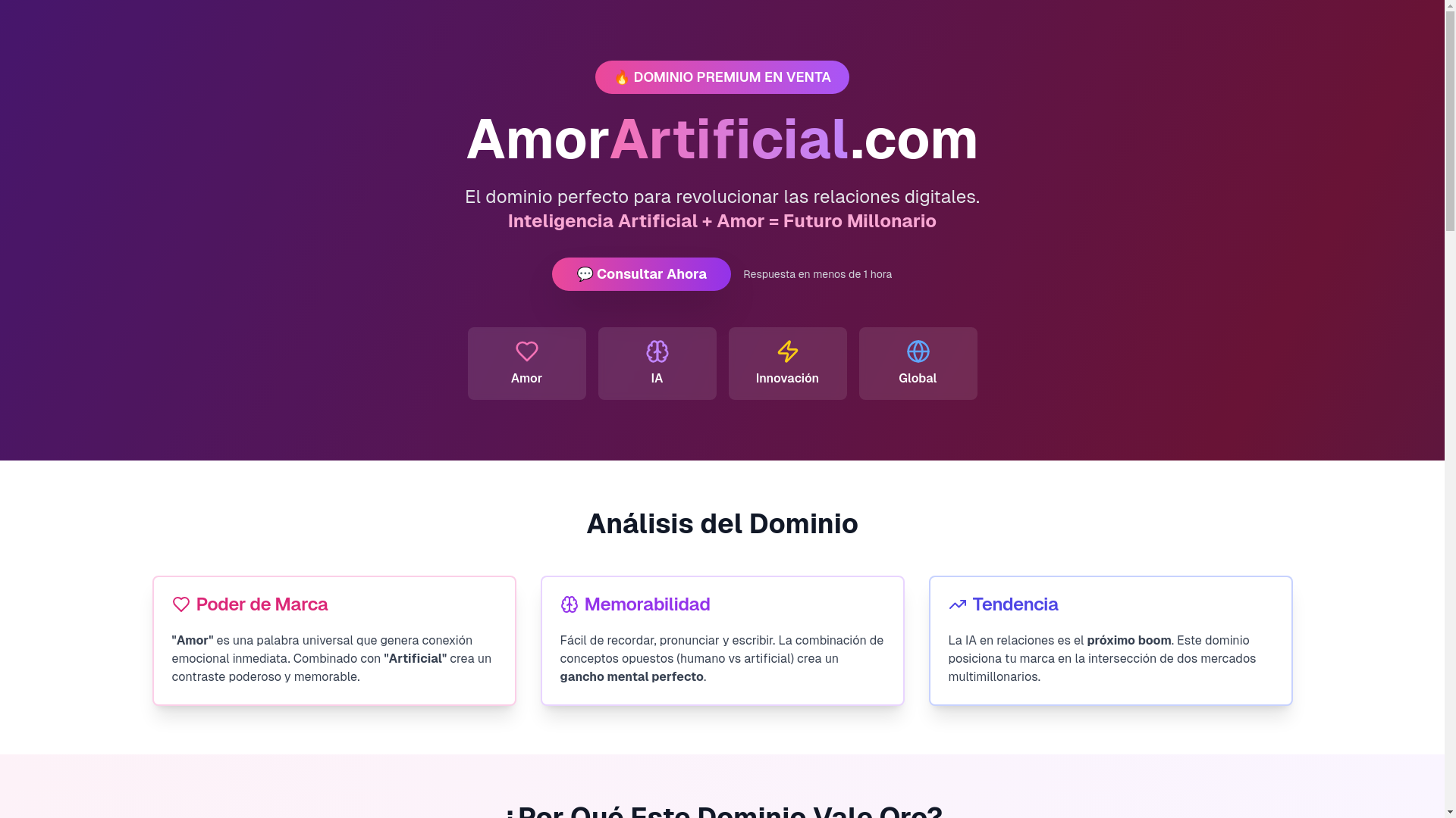 website screenshot of https://amorartificial.com/