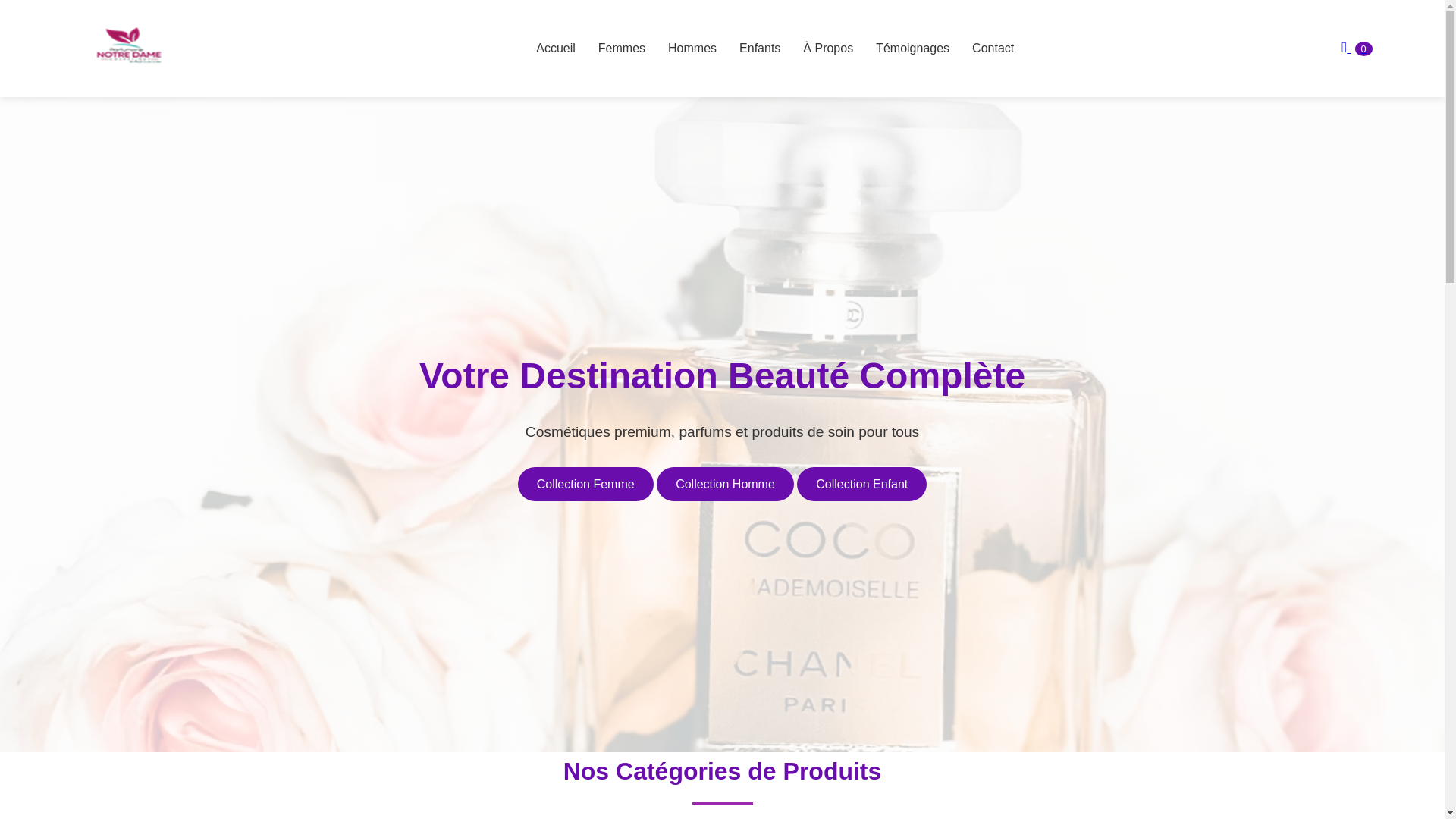 website screenshot of https://notredamecosmetique.com/
