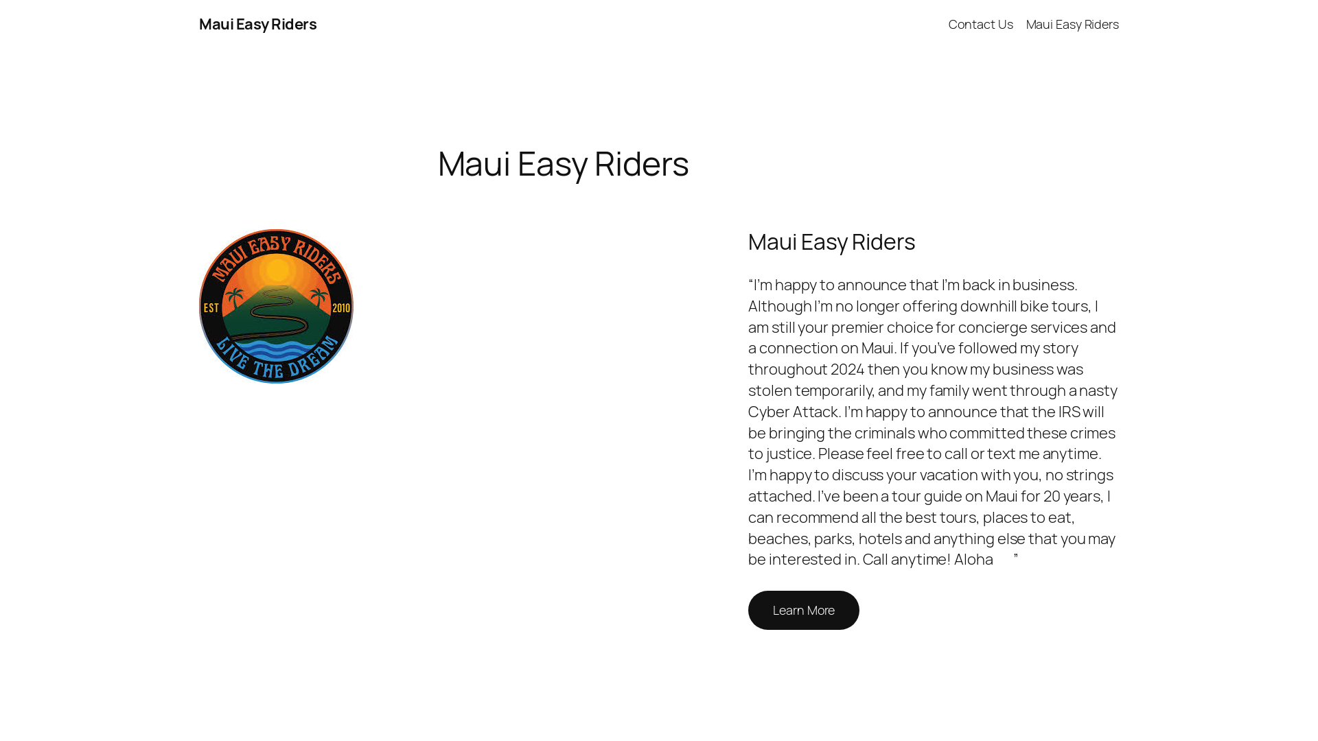 website screenshot of https://mauieasyriders.com/