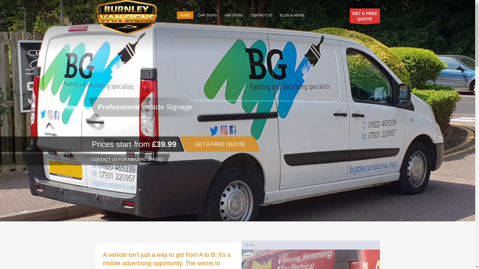 website screenshot of https://burnleyvansigns.com/