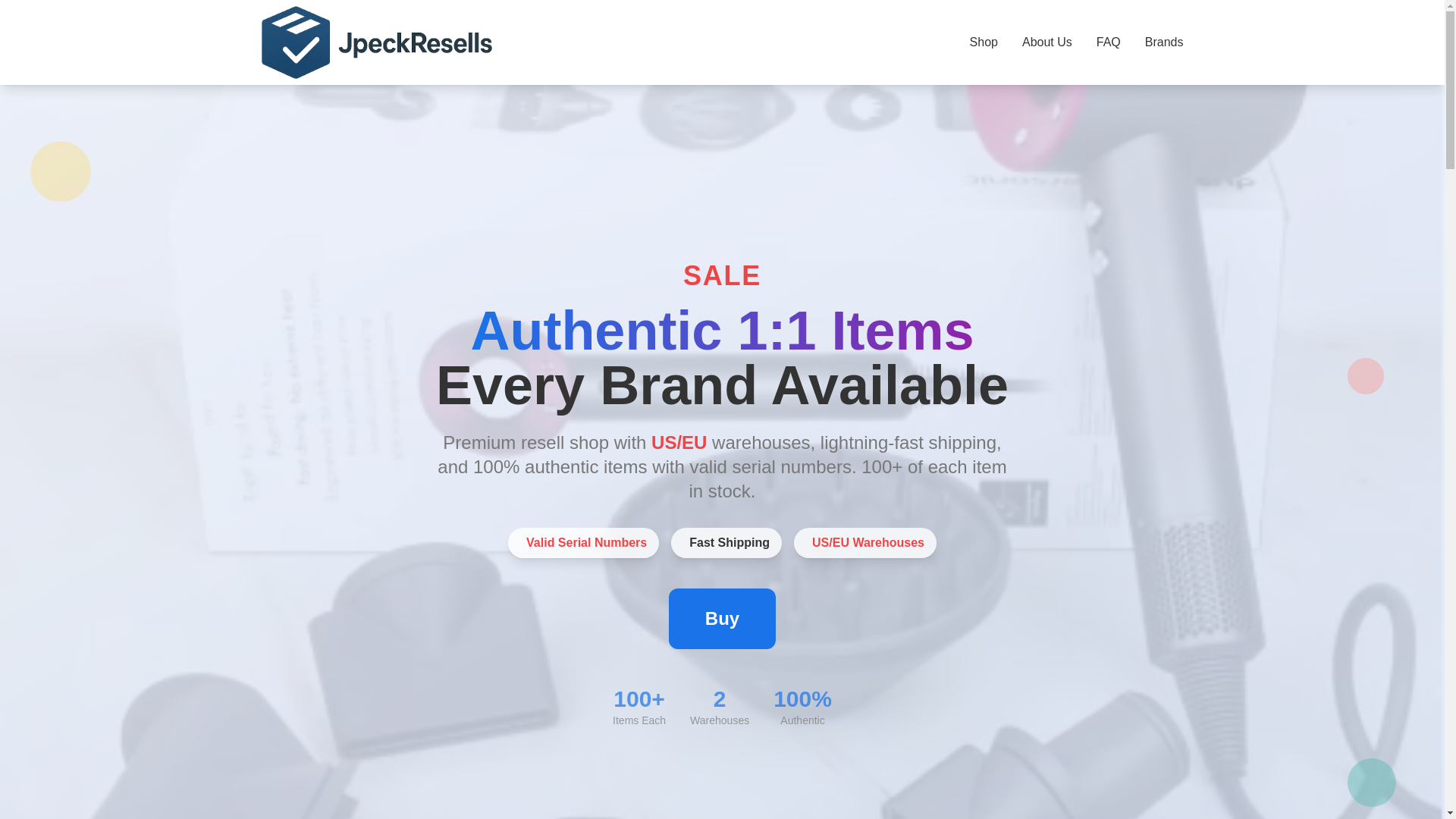 website screenshot of https://jpeckresells.com/
