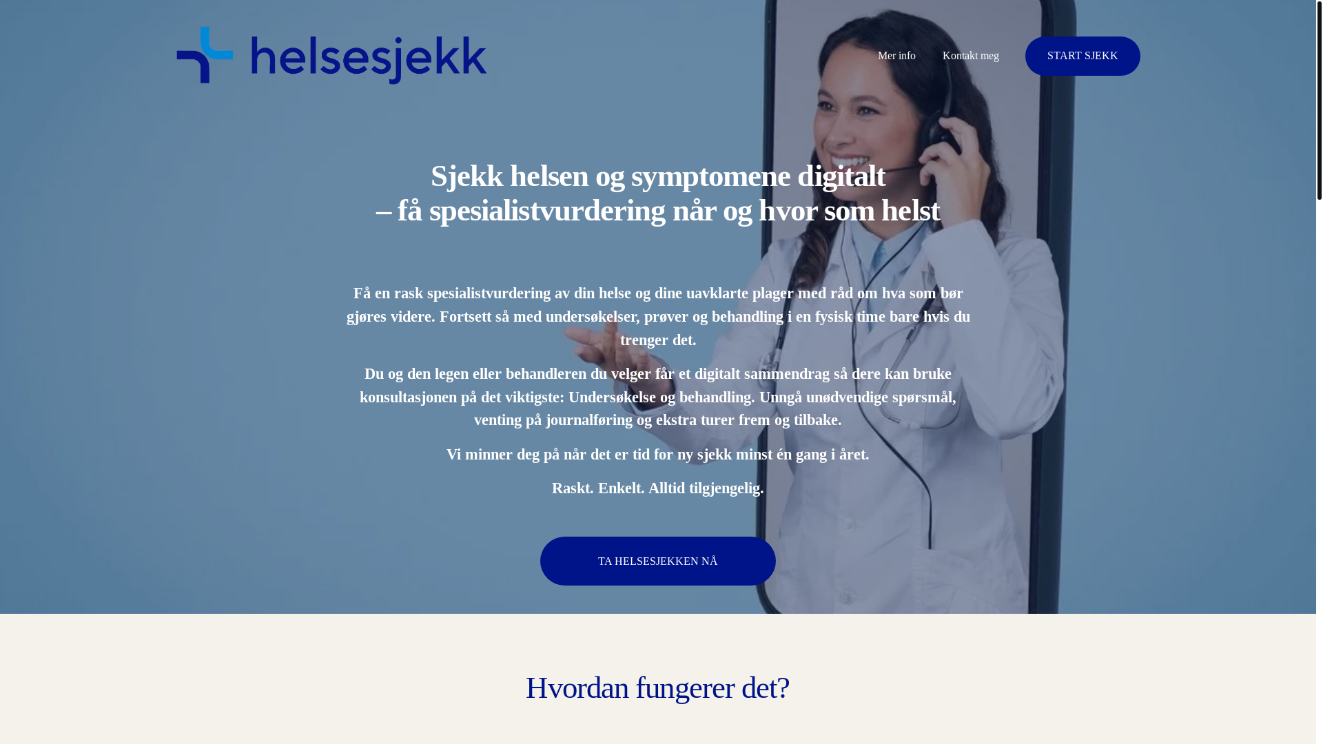 website screenshot of https://ehelsesjekk.no/