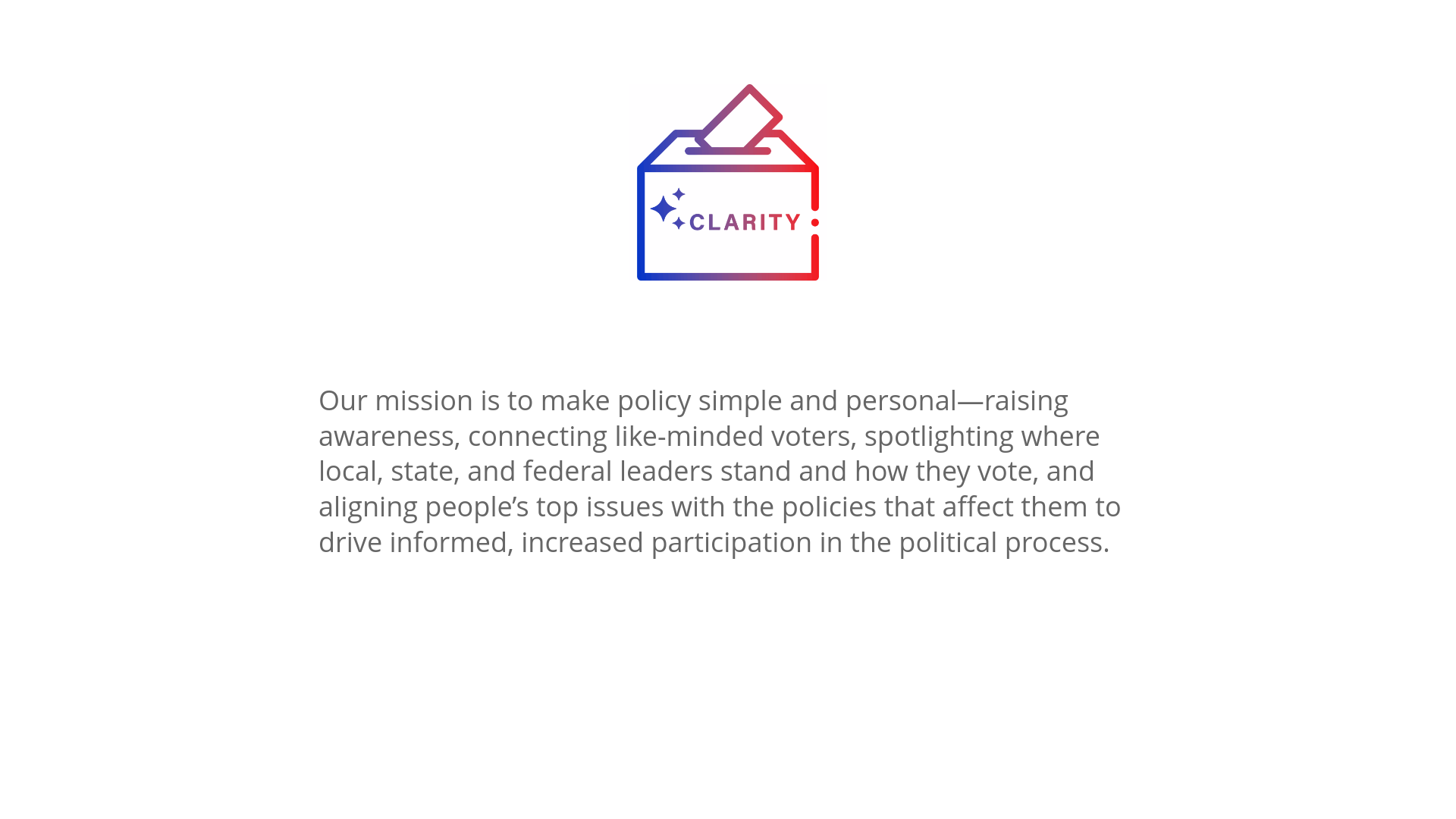website screenshot of https://votewithclarity.ai/