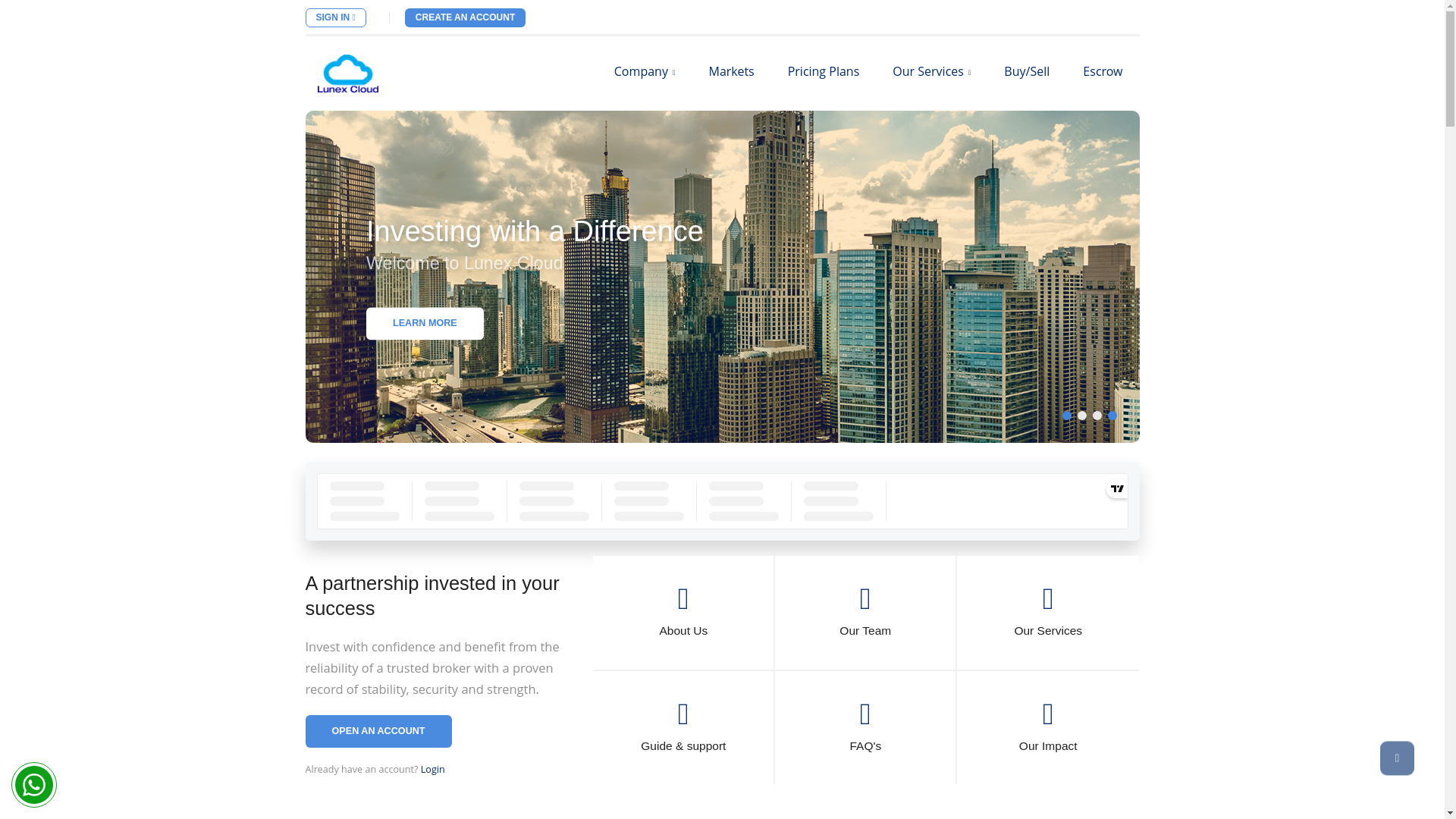 website screenshot of https://lunexcloud.com/