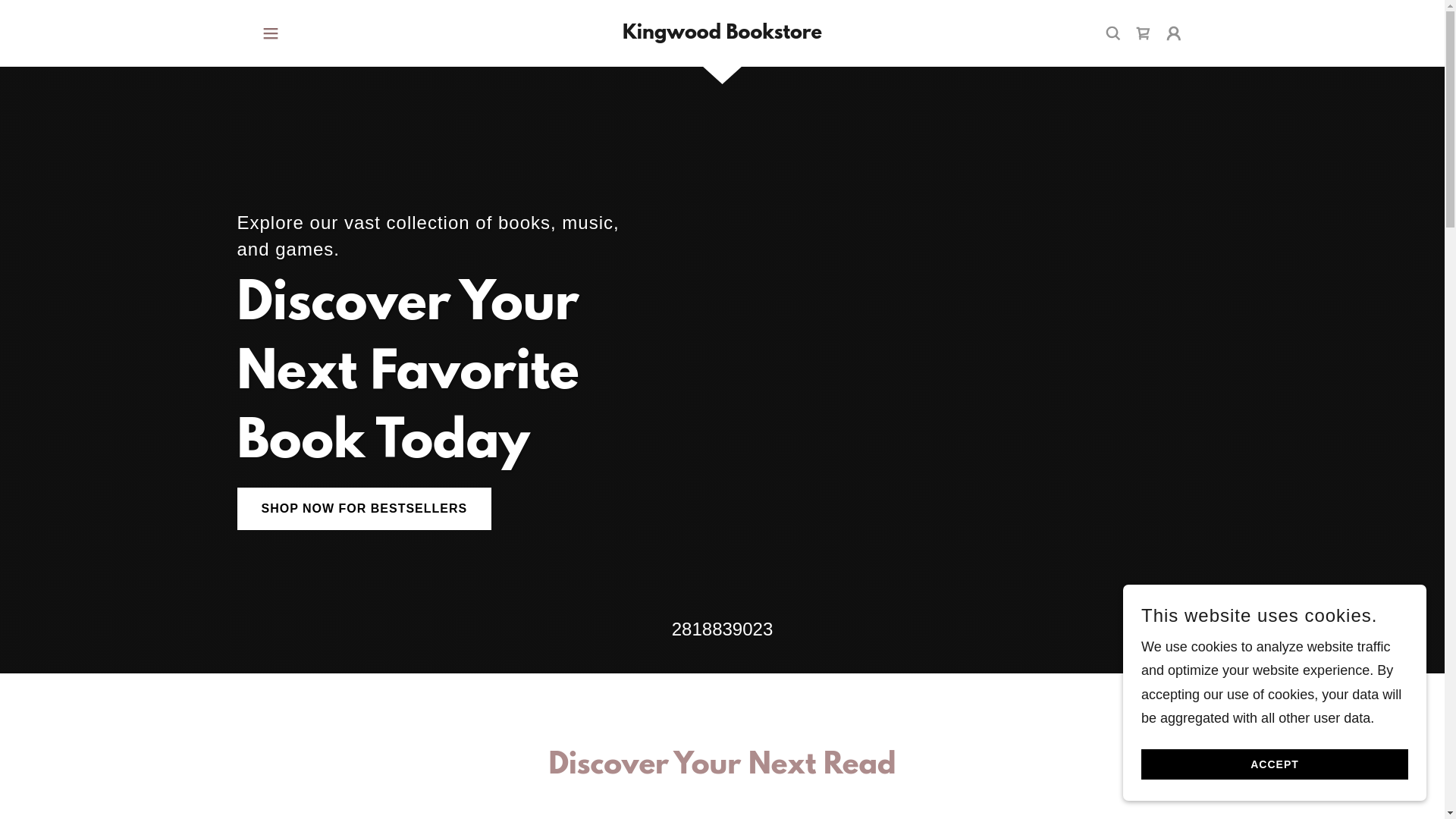 website screenshot of https://kingwoodbookstore.com/