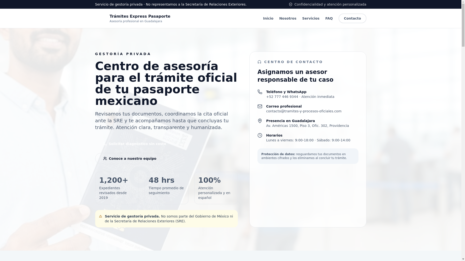 website screenshot of https://tramites-oficiales.cc/