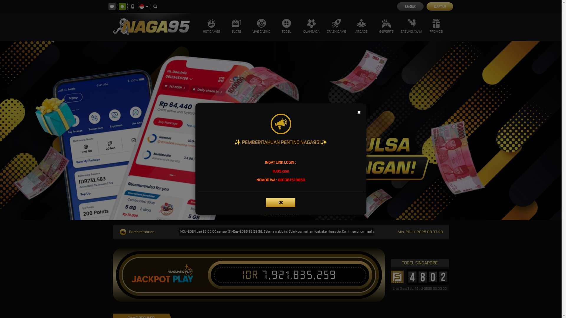 website screenshot of https://pasti-naga95.site/